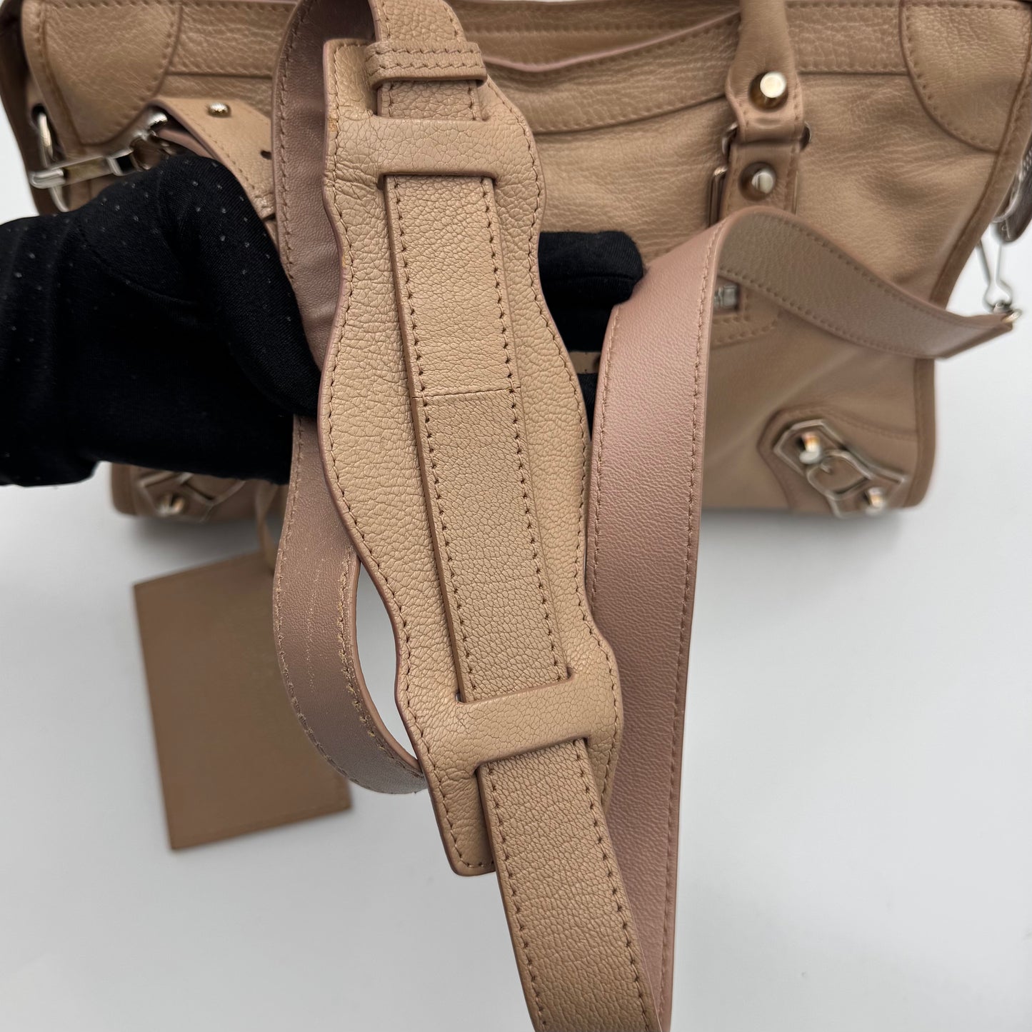 Balenciaga Beige Leather Classic Metallic Edge Small City