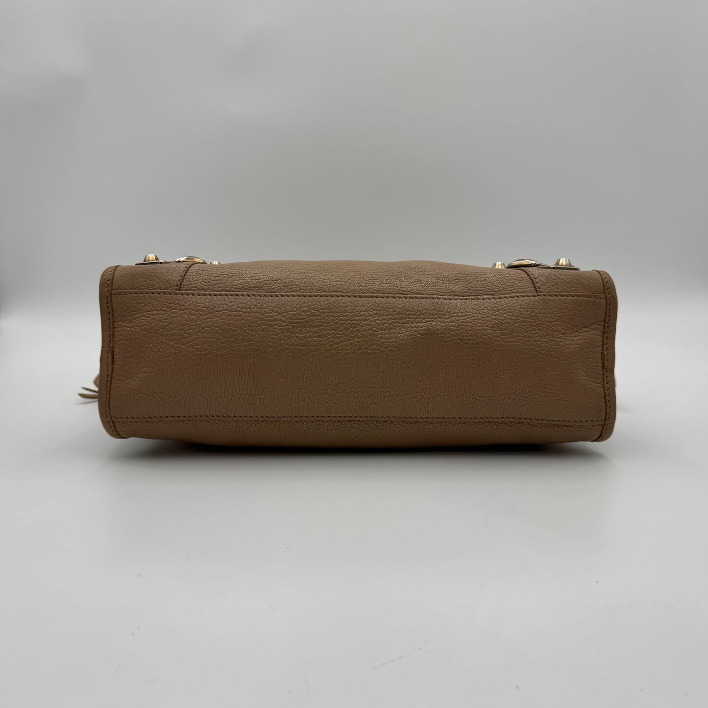 Balenciaga Beige Leather Classic Metallic Edge Small City