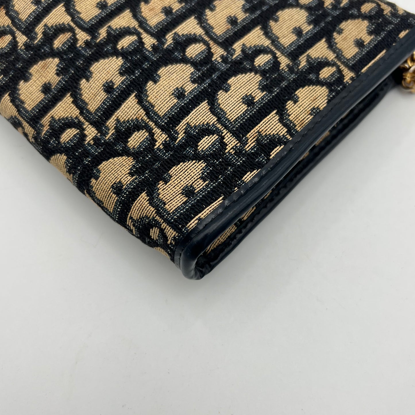 Christian Dior Vintage Blue Oblique Canvas CD Small Flap Chain Bag