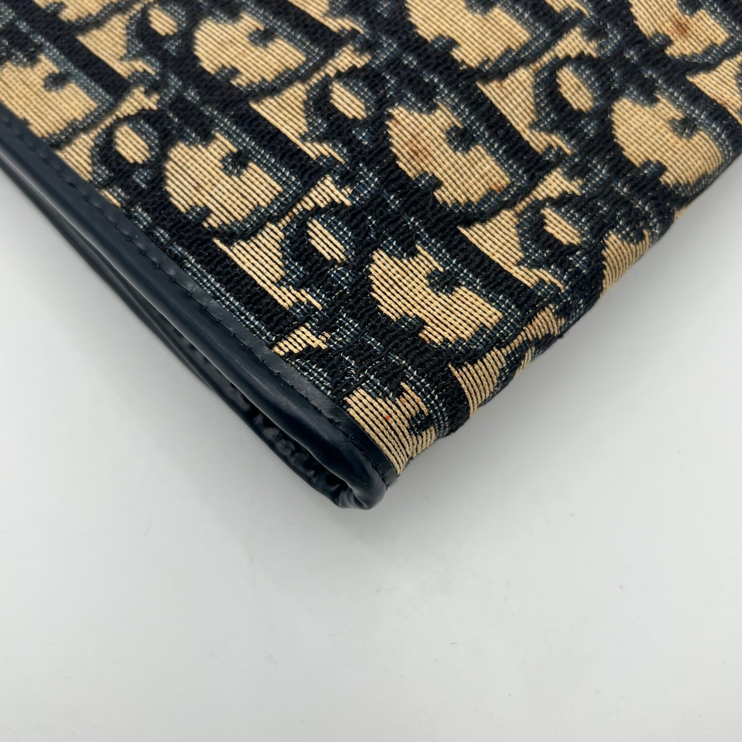 Christian Dior Vintage Blue Oblique Canvas CD Small Flap Chain Bag