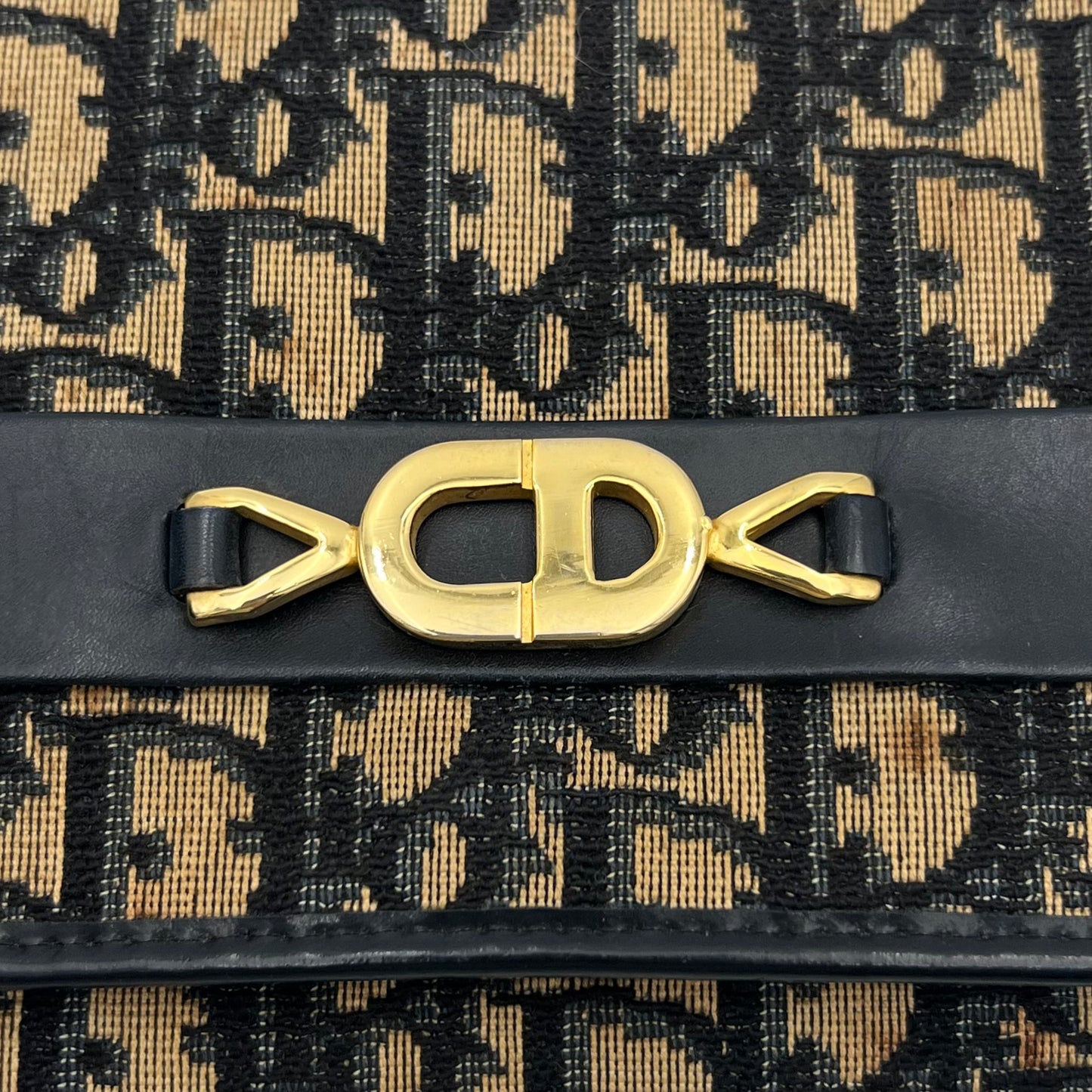 Christian Dior Vintage Blue Oblique Canvas CD Small Flap Chain Bag
