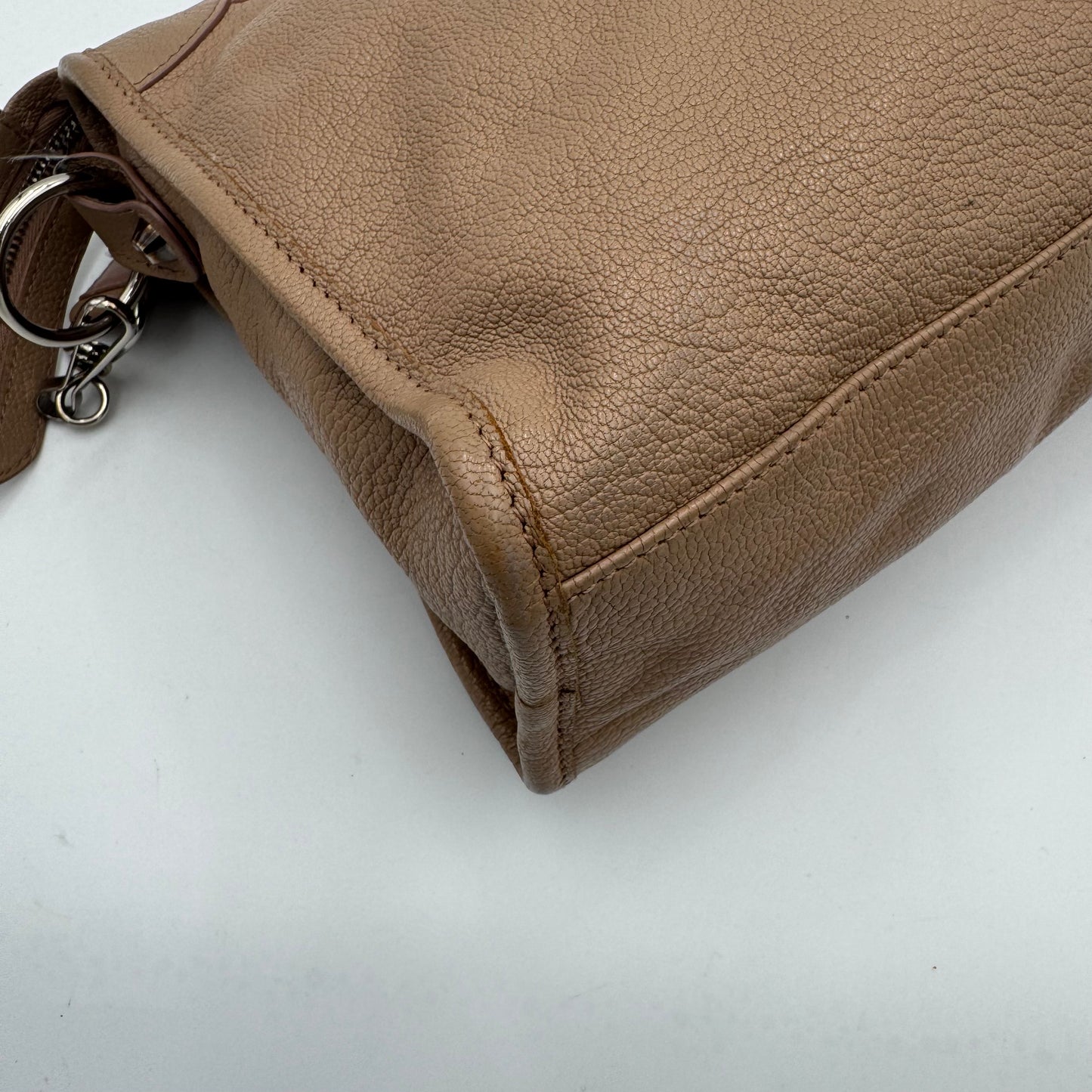 Balenciaga Beige Leather Classic Metallic Edge Small City