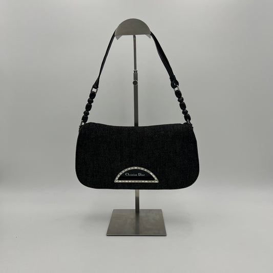 Christian Dior Gray Denim Malice Pearl Baguette