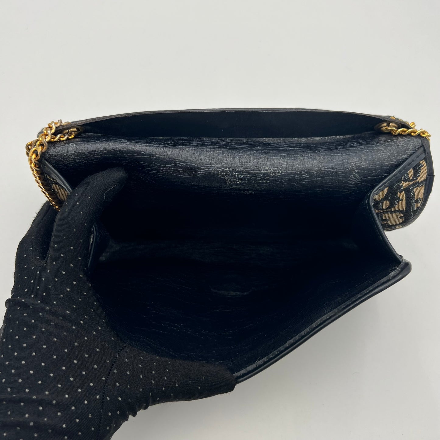 Christian Dior Vintage Blue Oblique Canvas CD Small Flap Chain Bag
