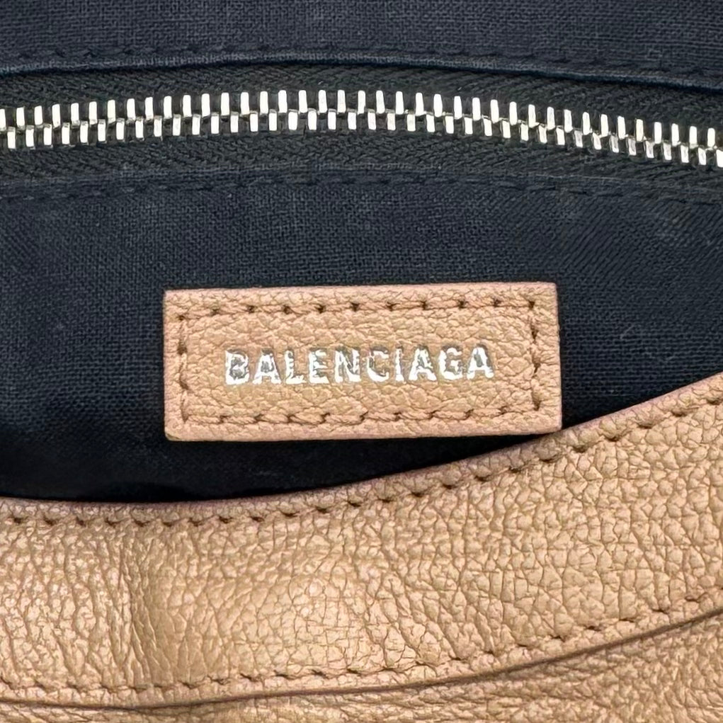Balenciaga Beige Leather Classic Metallic Edge Small City