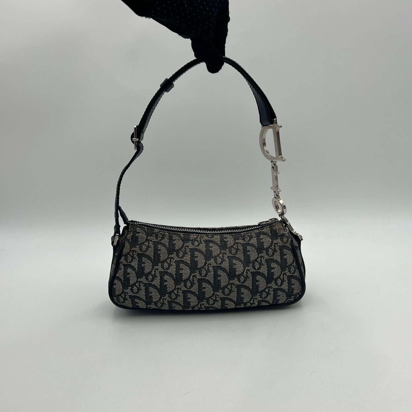 Christian Dior Blue Oblique Canvas D Charm Spellout Pochette