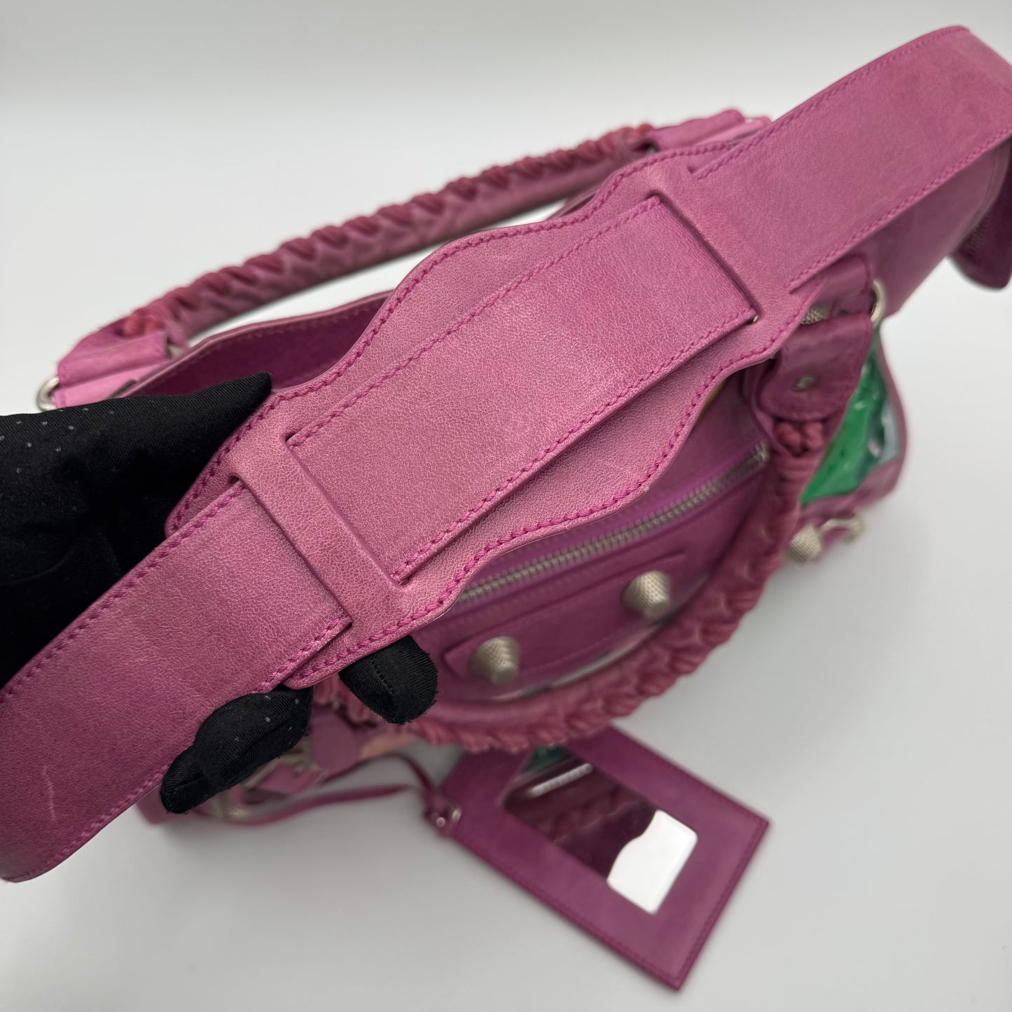 Balenciaga Pink Leather Floral Satin Giant 21 City SHW