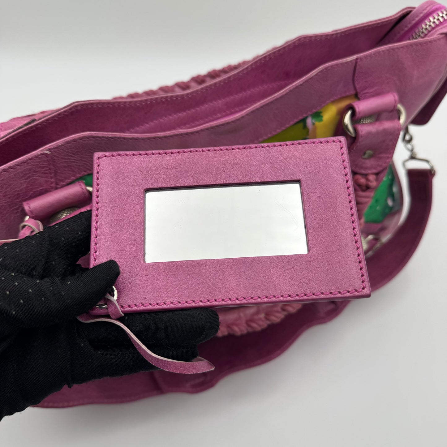 Balenciaga Pink Leather Floral Satin Giant 21 City SHW