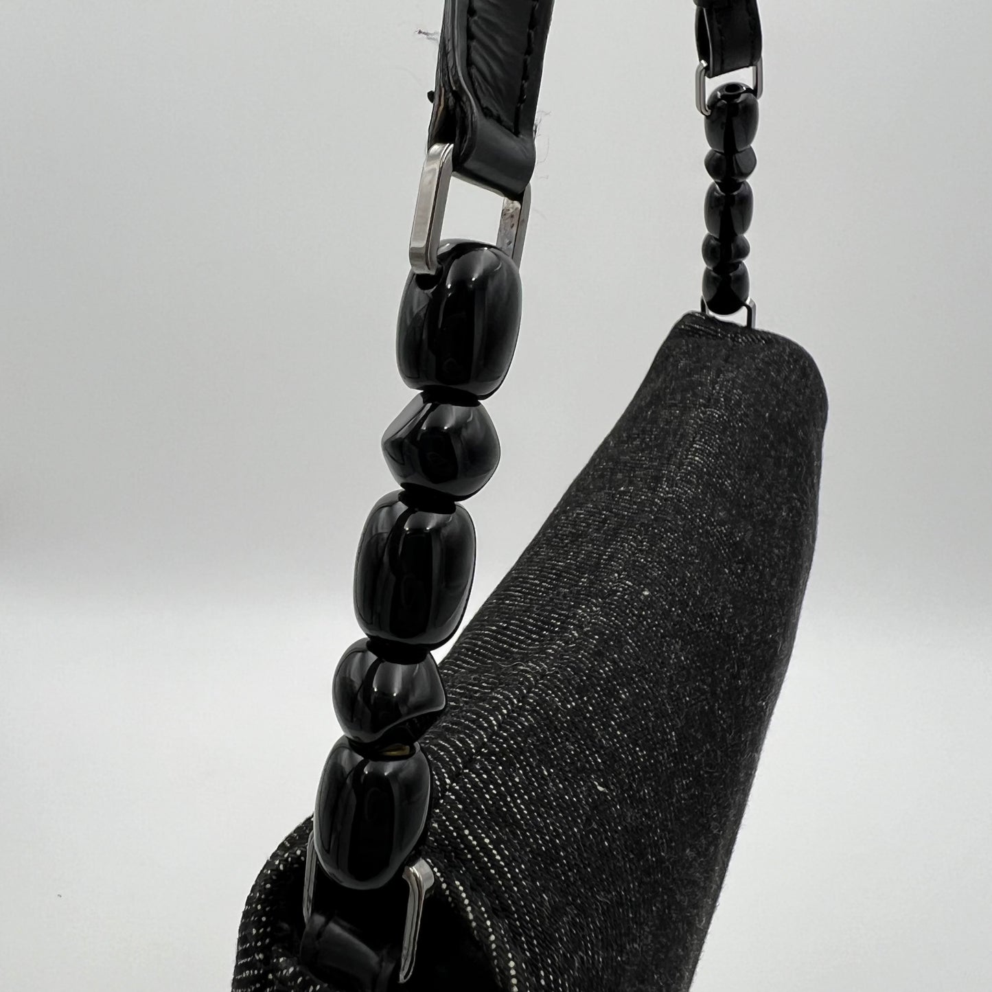 Christian Dior Gray Denim Malice Pearl Baguette