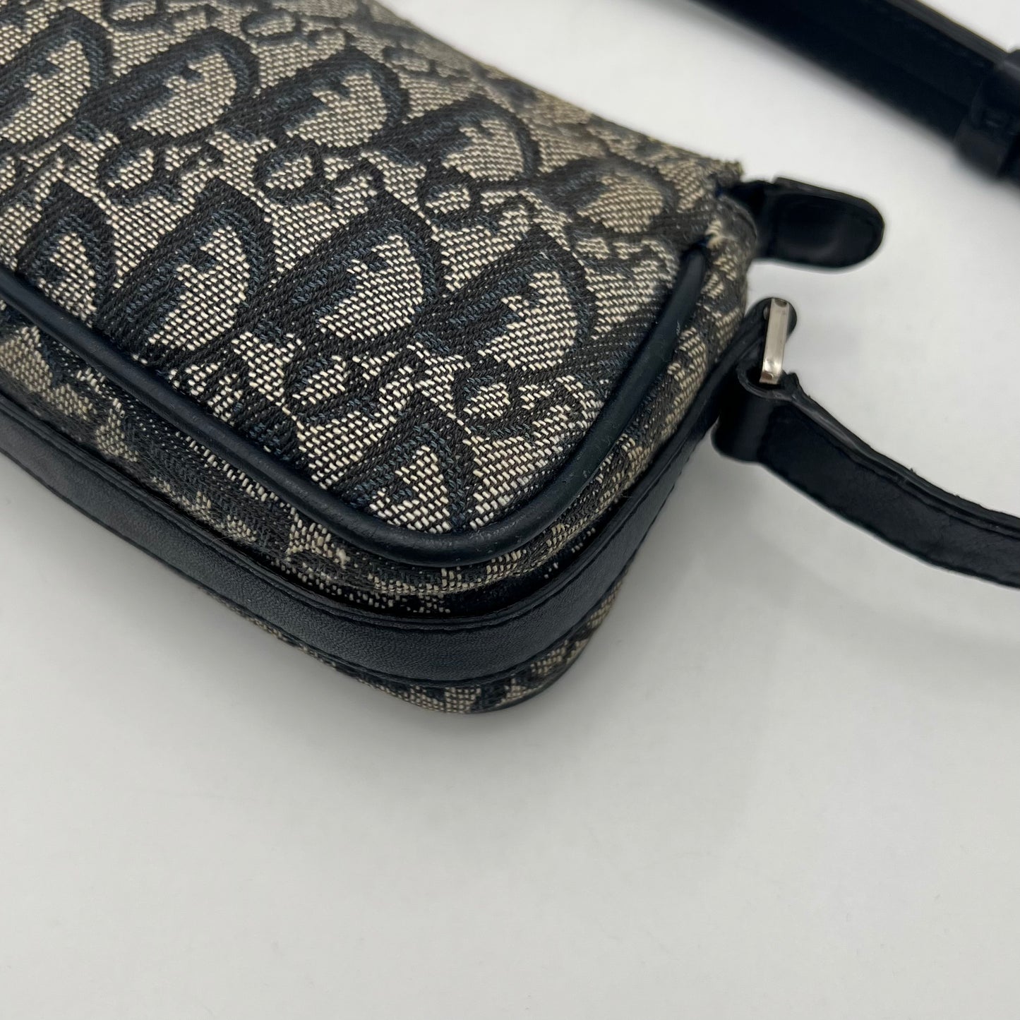 Christian Dior Blue Oblique Canvas D Charm Spellout Pochette