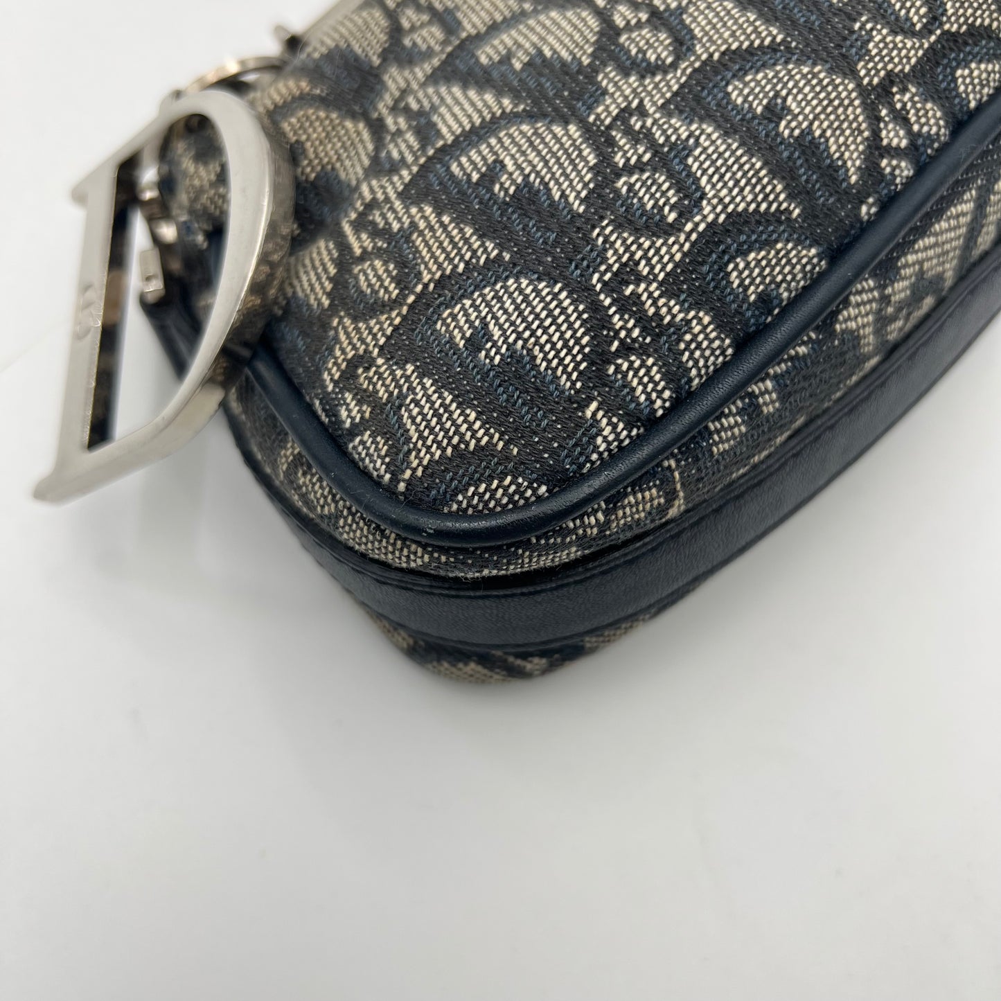 Christian Dior Blue Oblique Canvas D Charm Spellout Pochette