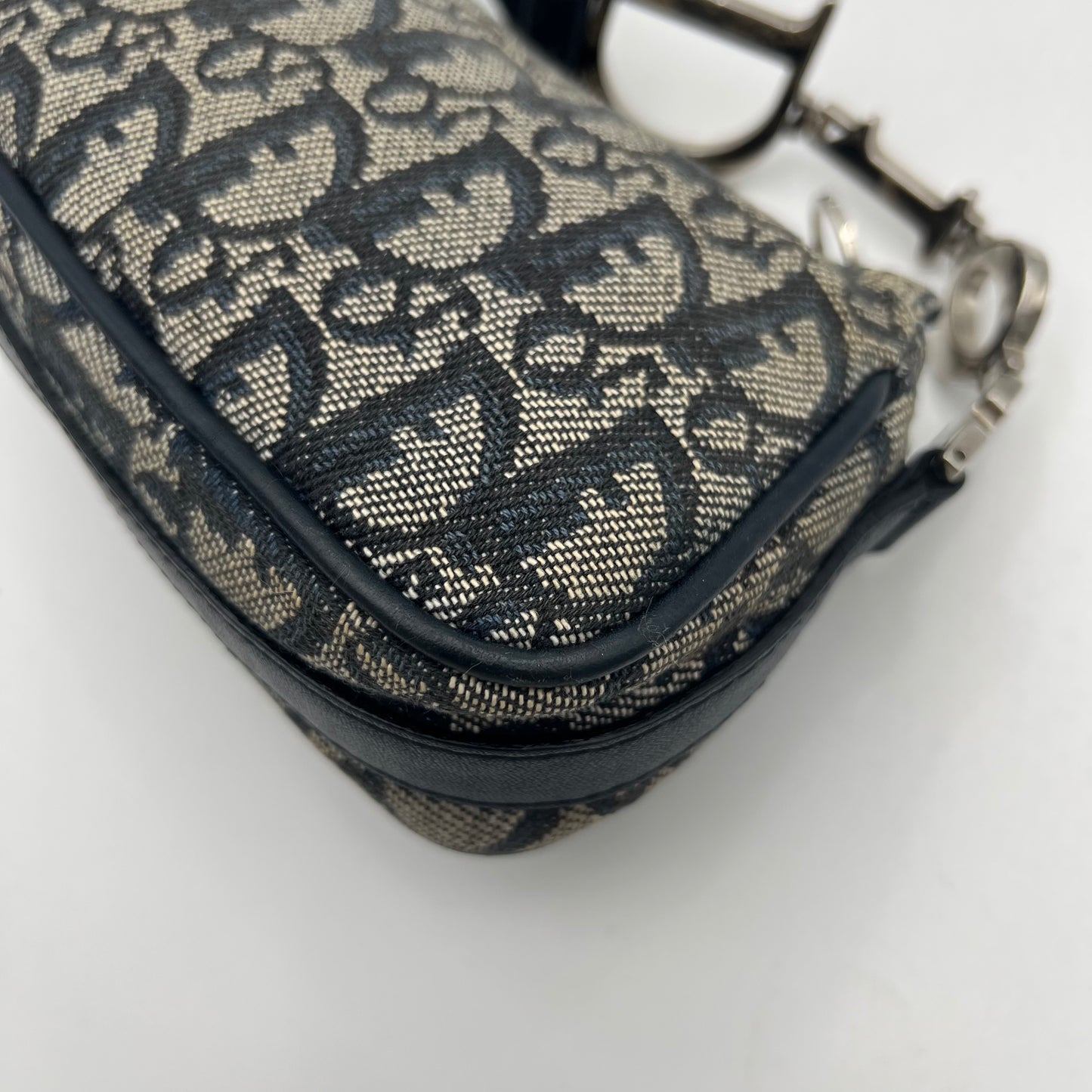 Christian Dior Blue Oblique Canvas D Charm Spellout Pochette
