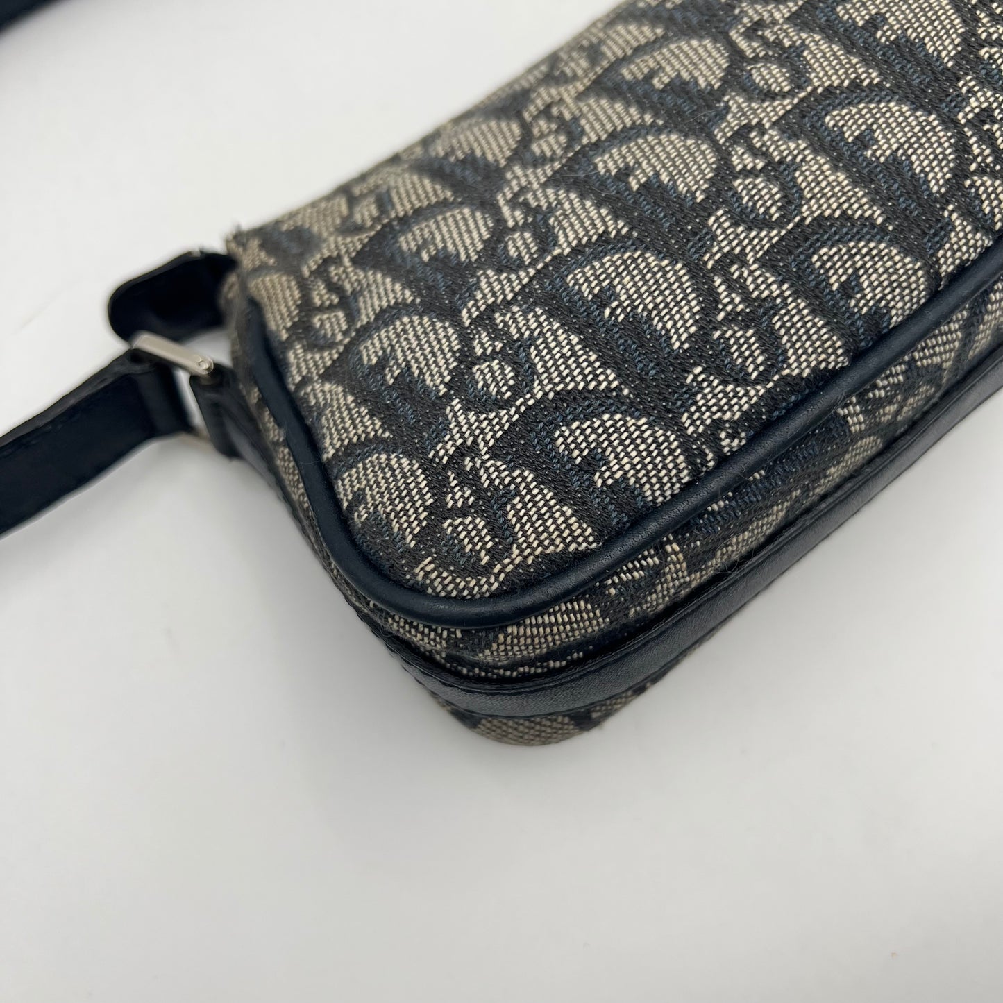 Christian Dior Blue Oblique Canvas D Charm Spellout Pochette