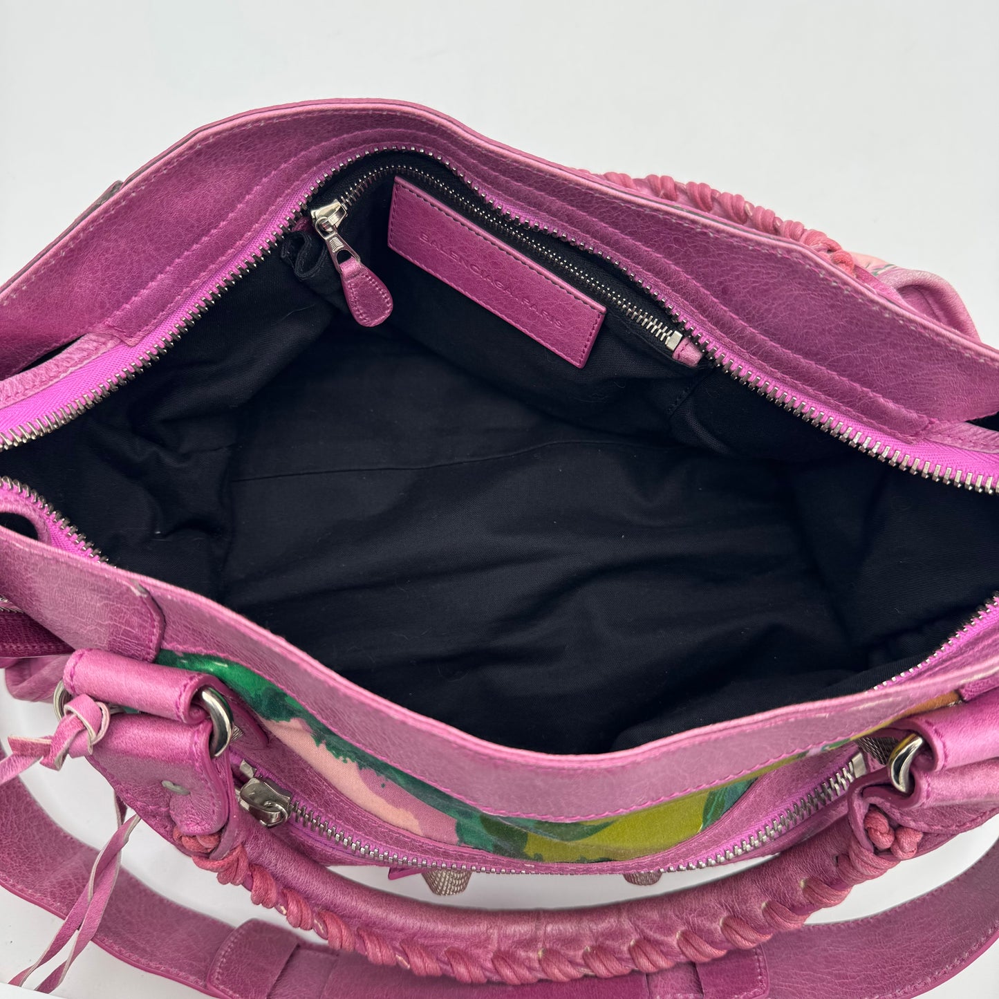 Balenciaga Pink Leather Floral Satin Giant 21 City SHW