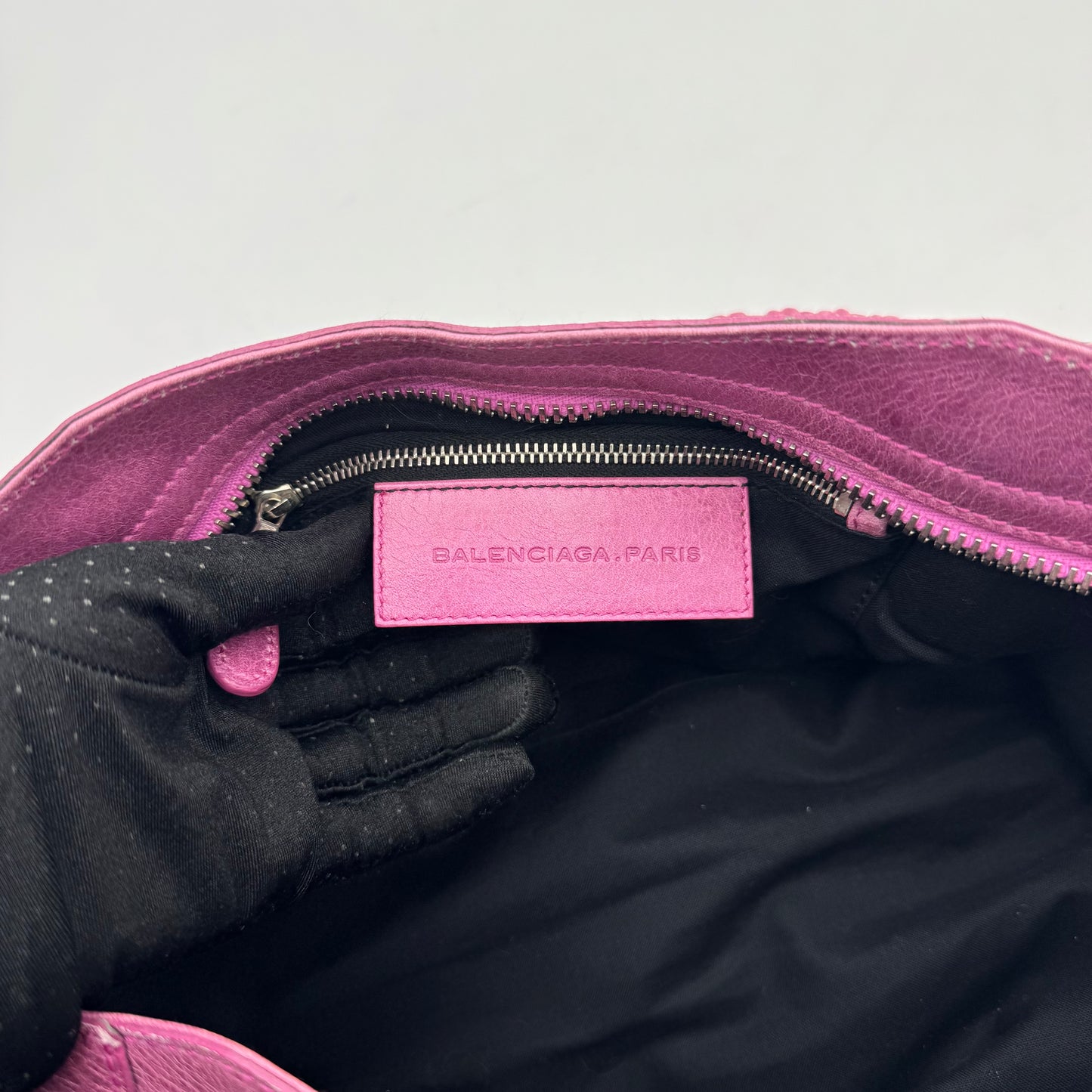Balenciaga Pink Leather Floral Satin Giant 21 City SHW