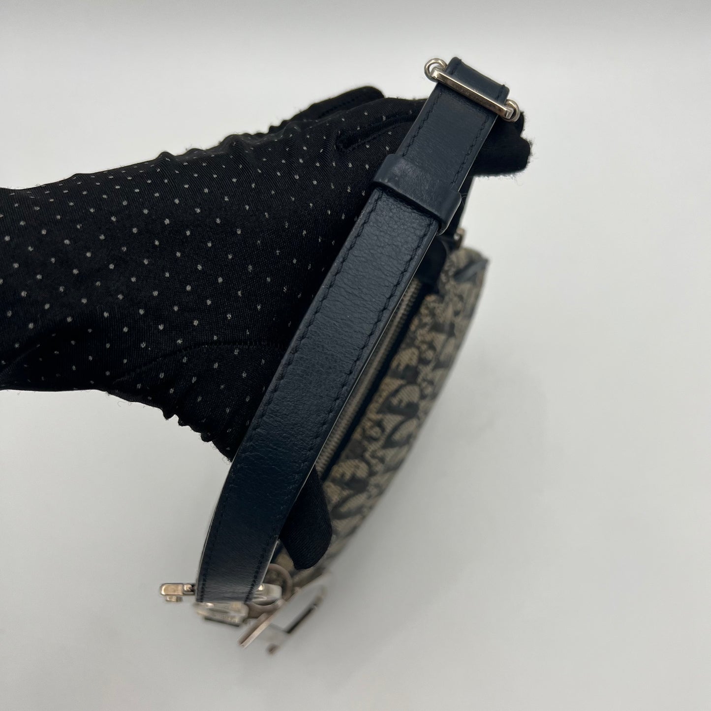 Christian Dior Blue Oblique Canvas D Charm Spellout Pochette