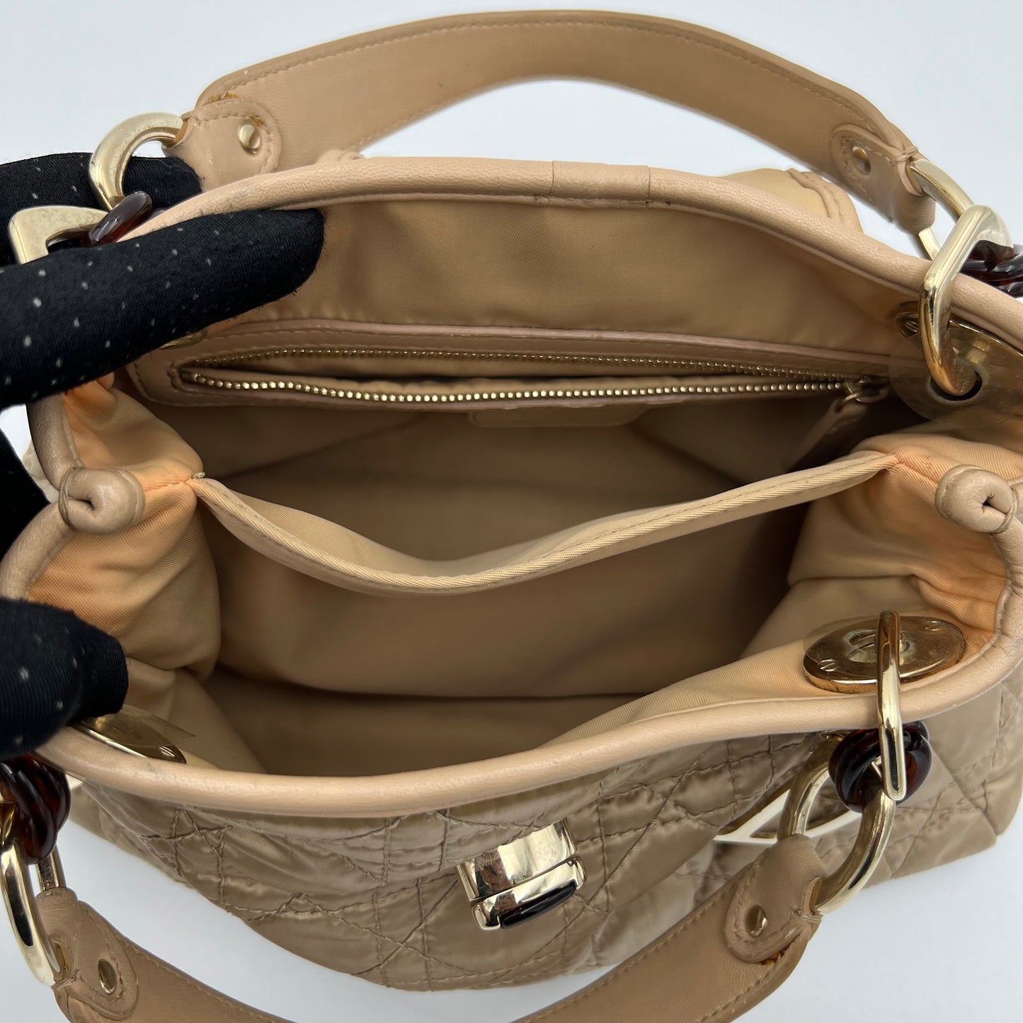 Christian Dior Gold Cannage Charming Lock Handbag