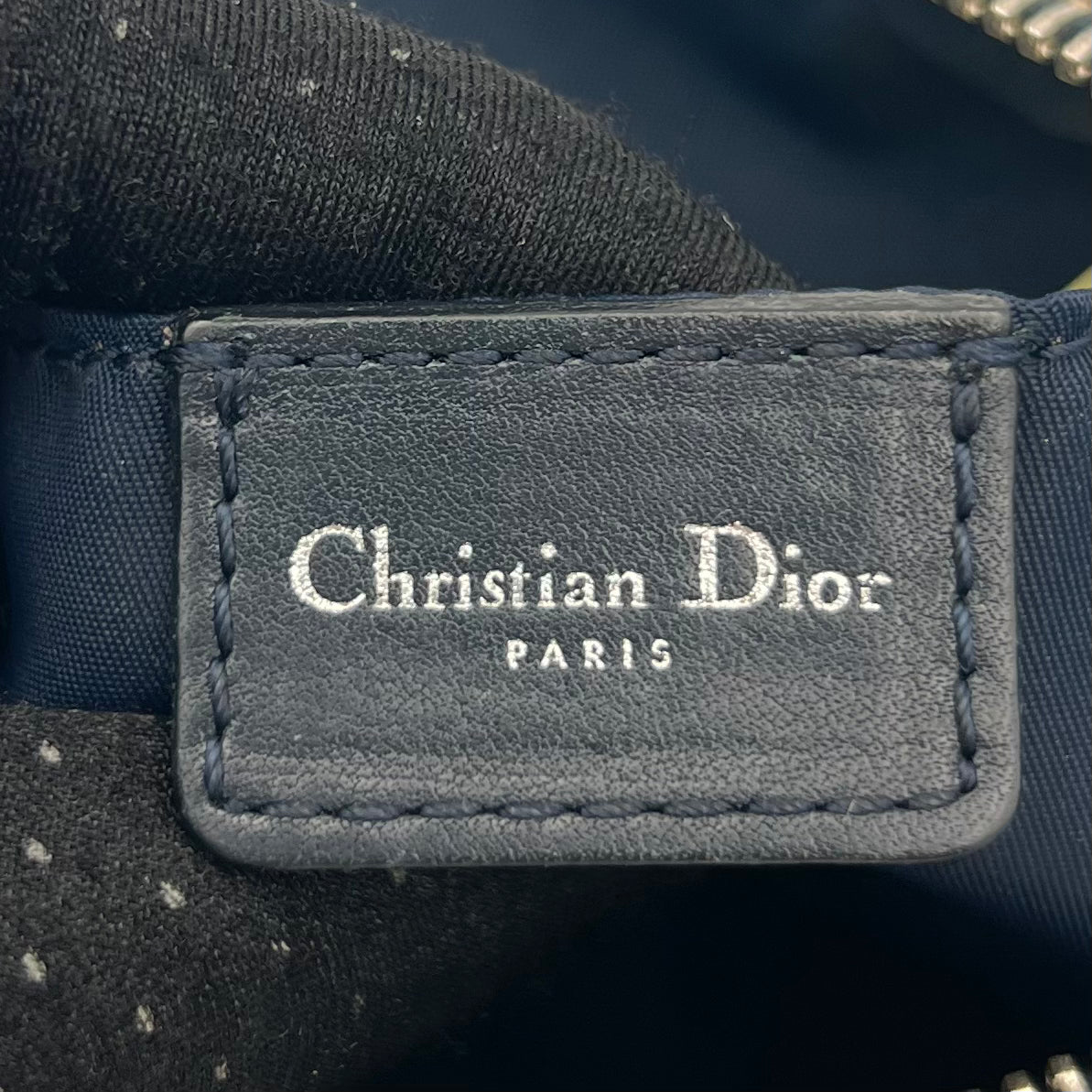 Christian Dior Blue Oblique Canvas D Charm Spellout Pochette