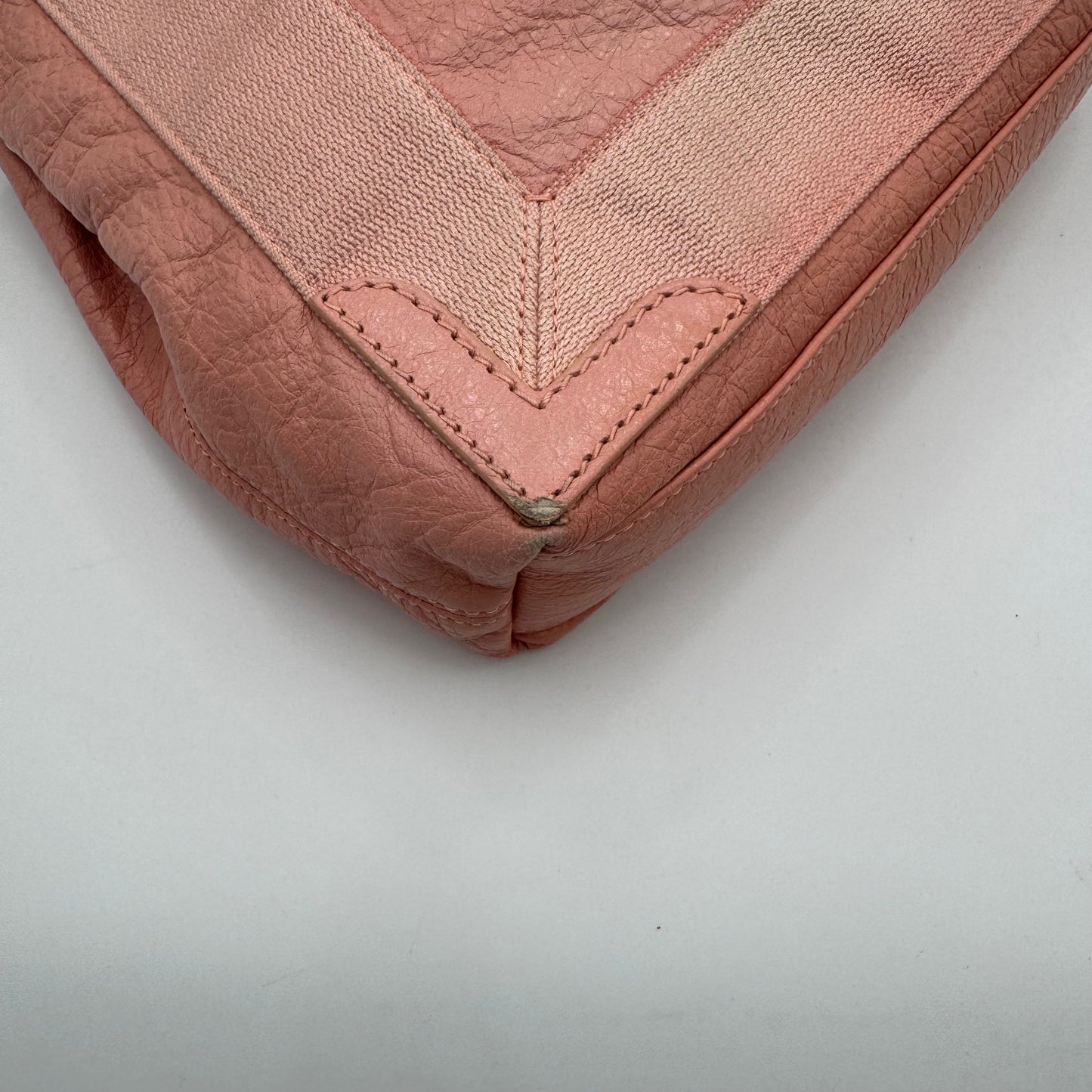 Balenciaga Pink Leather Navy Cabas XS