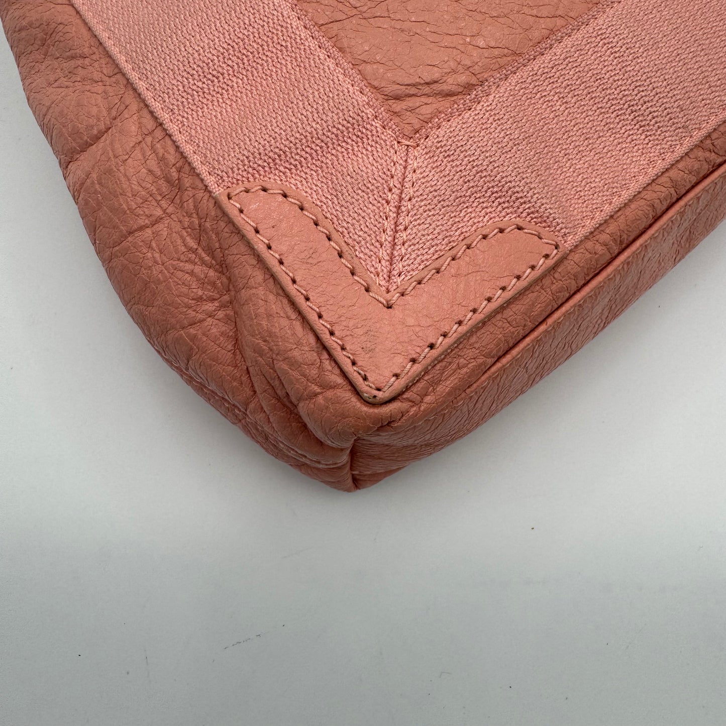 Balenciaga Pink Leather Navy Cabas XS
