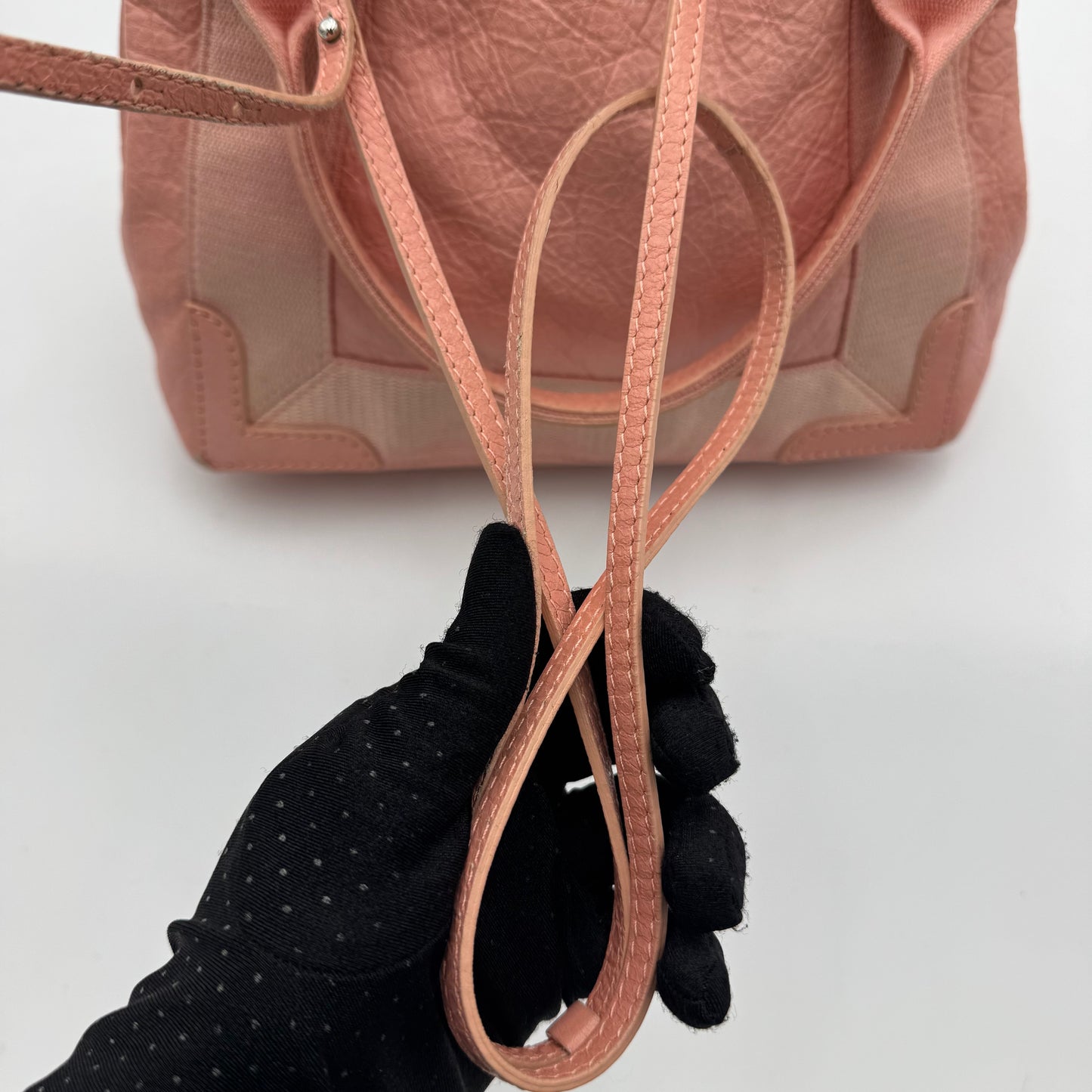 Balenciaga Pink Leather Navy Cabas XS