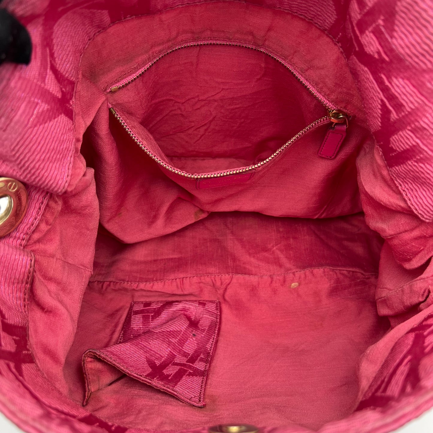Christian Dior Pink Cannage Canvas Hobo Shoulder Bag