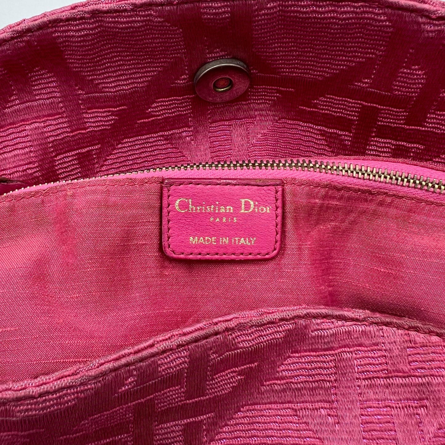Christian Dior Pink Cannage Canvas Hobo Shoulder Bag