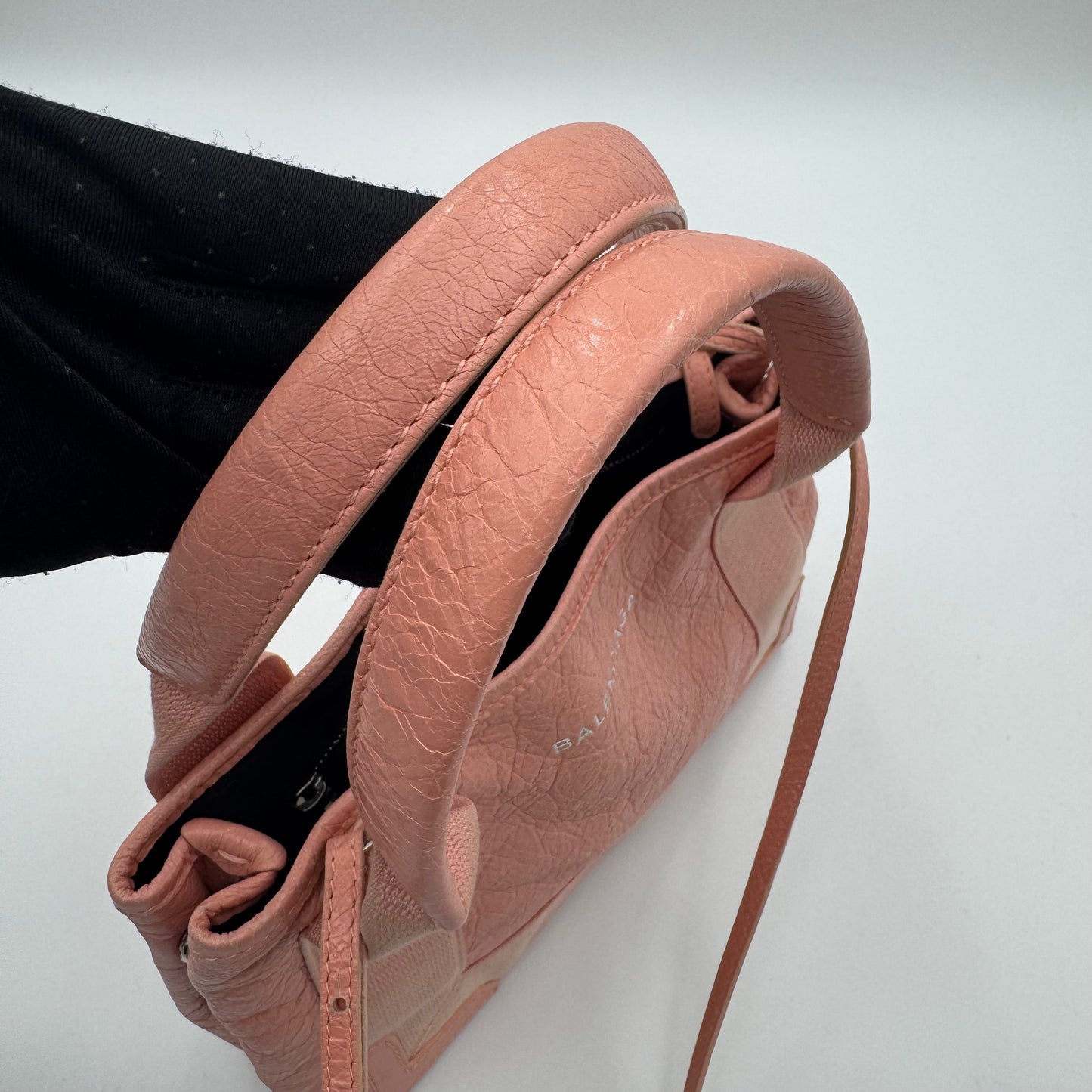 Balenciaga Pink Leather Navy Cabas XS