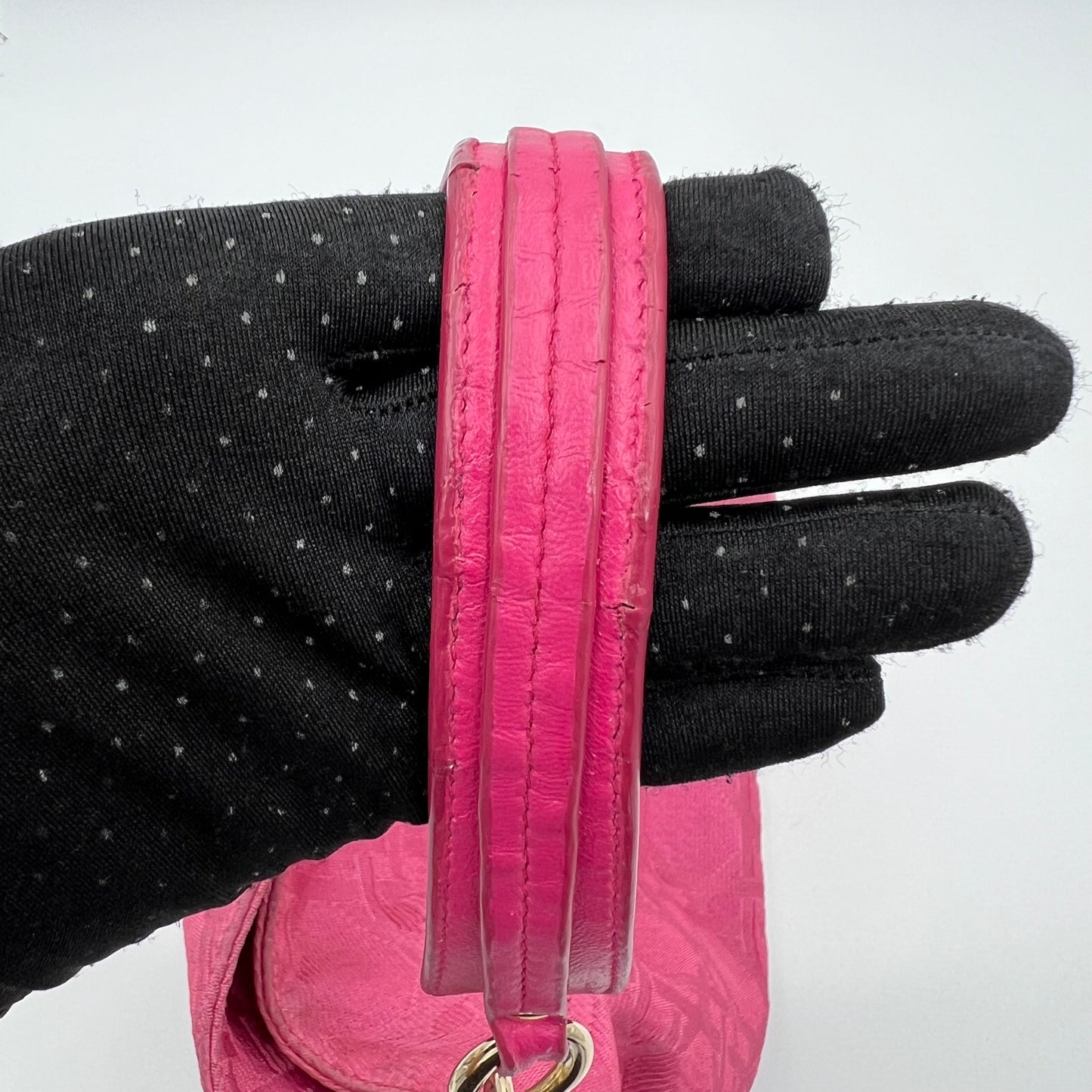 Christian Dior Pink Cannage Canvas Hobo Shoulder Bag