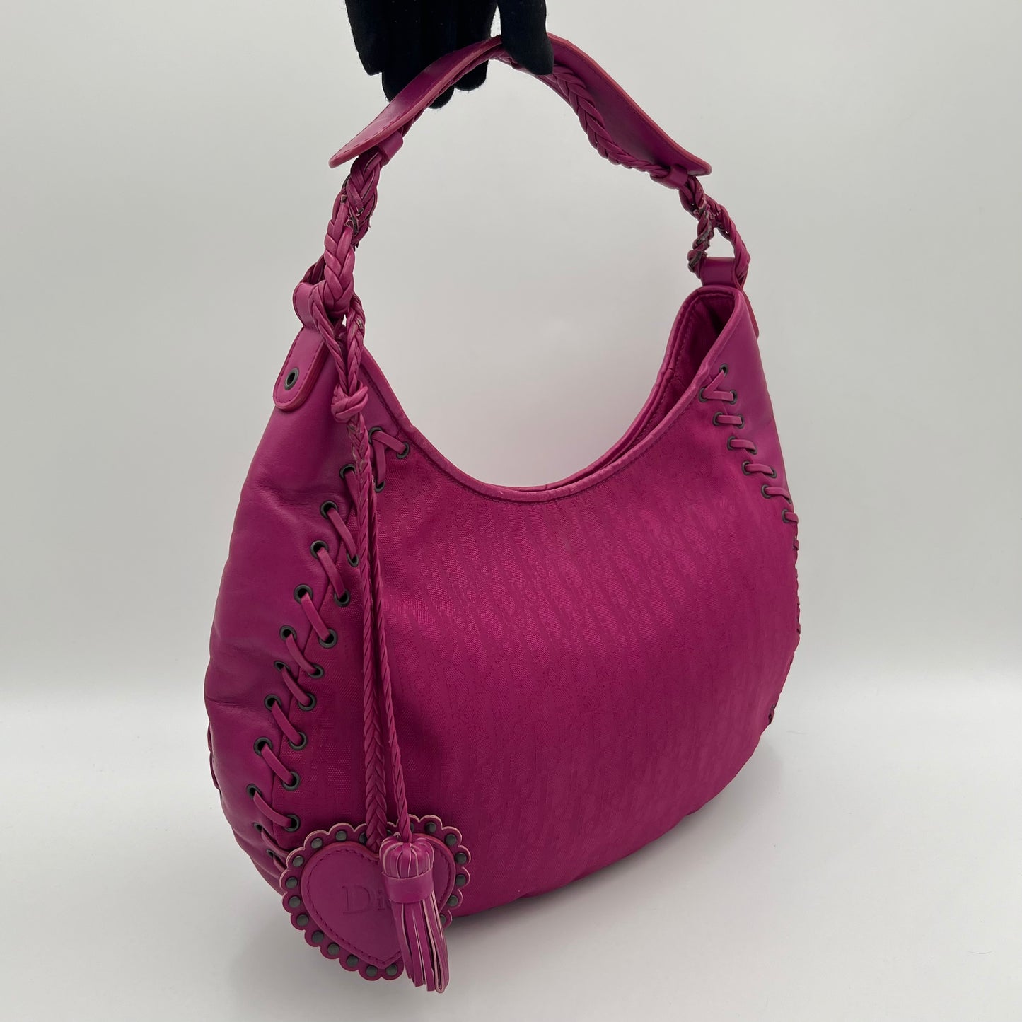 Christian Dior Magenta Oblique Ethnic Hobo Bag