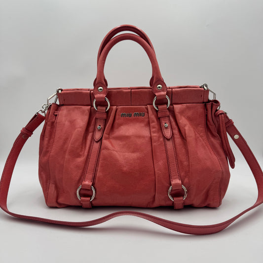Miu Miu Rose Pink Vitello Lux Leather Satchel SHW