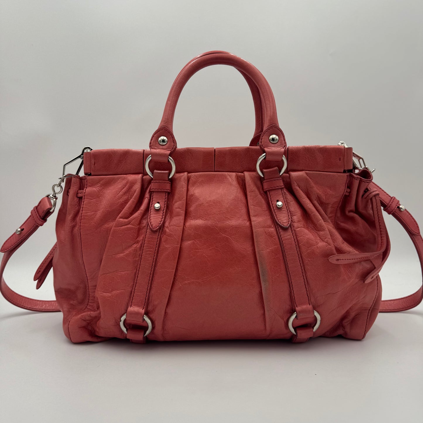 Miu Miu Rose Pink Vitello Lux Leather Satchel SHW