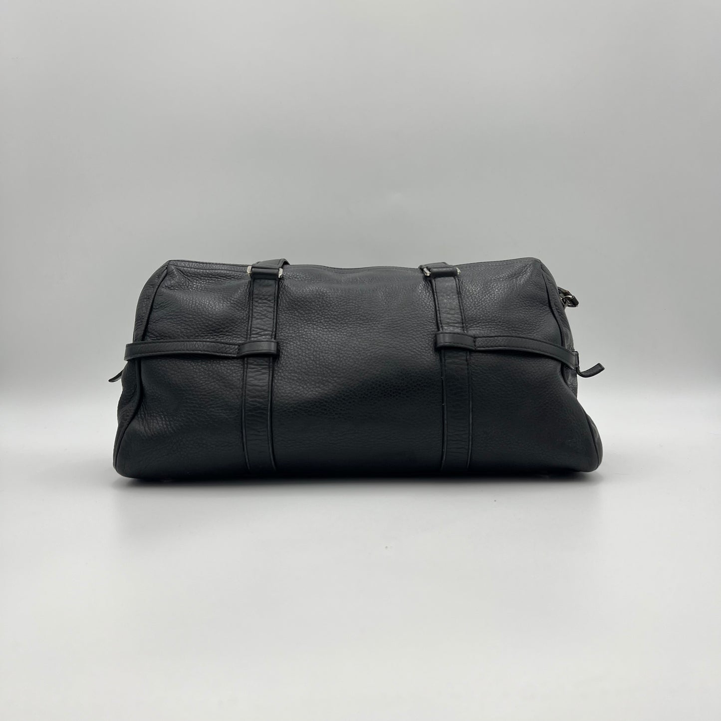 Christian Dior Black Leather Spellout D-Charm Boston