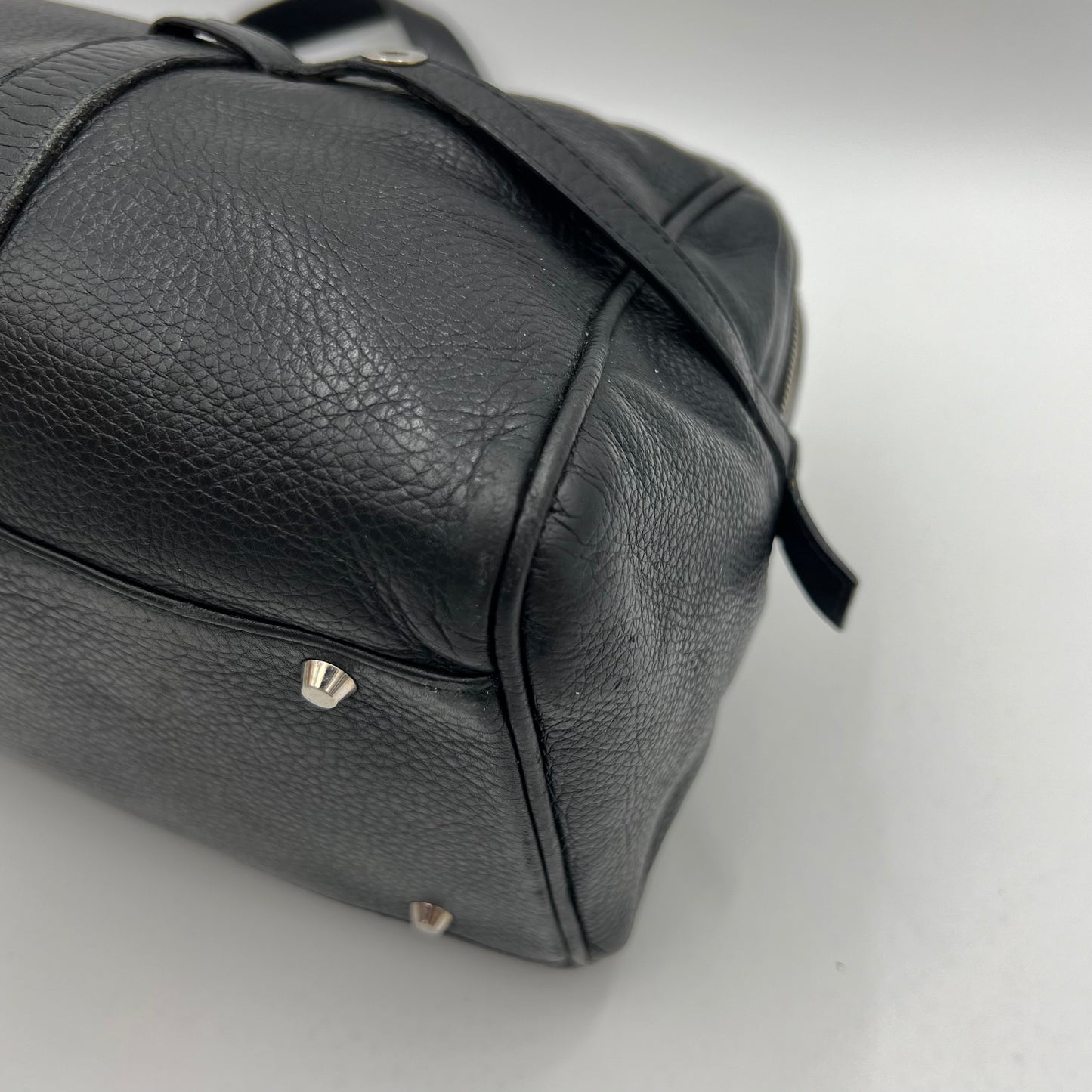 Christian Dior Black Leather Spellout D-Charm Boston