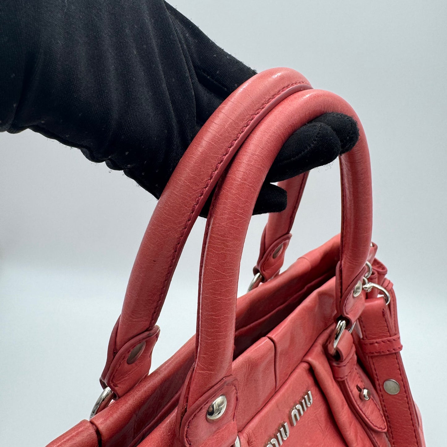 Miu Miu Rose Pink Vitello Lux Leather Satchel SHW