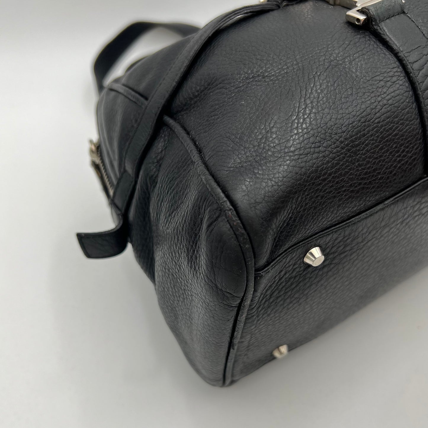 Christian Dior Black Leather Spellout D-Charm Boston