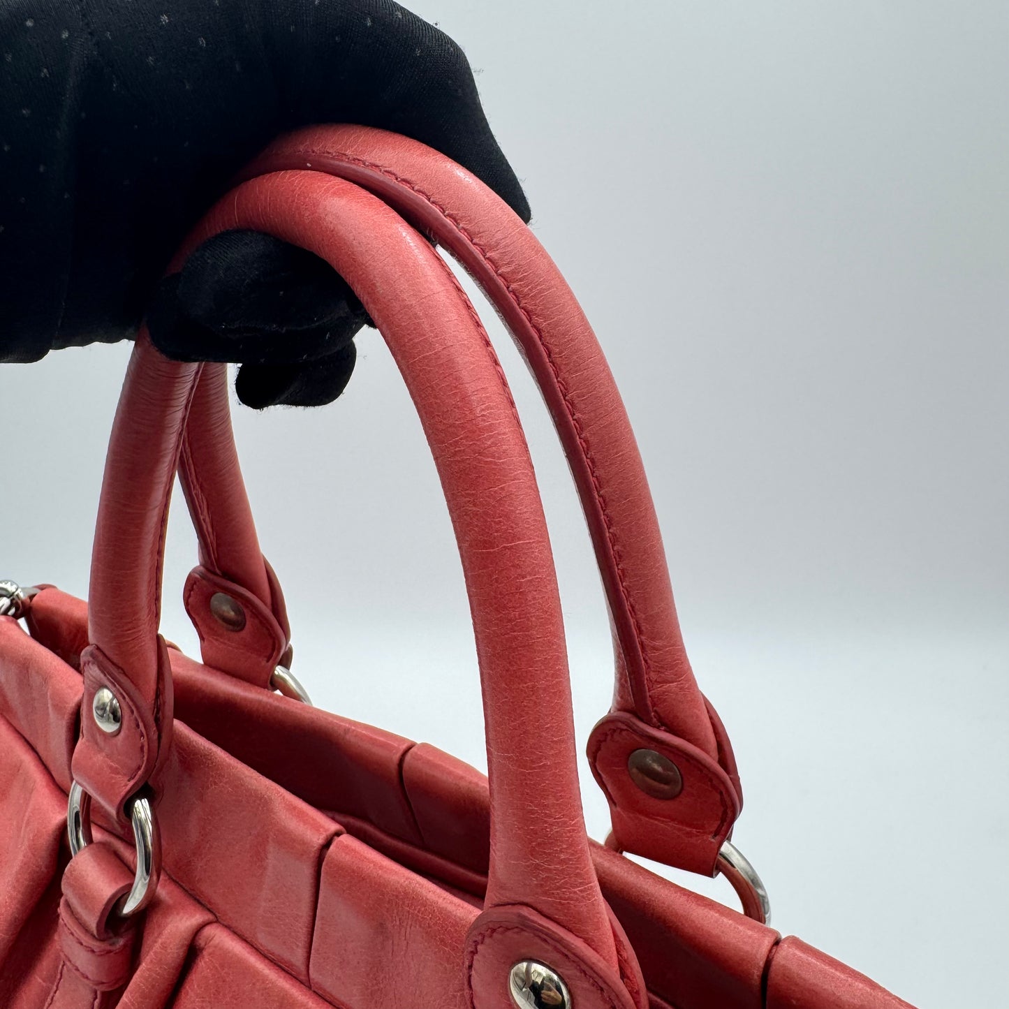 Miu Miu Rose Pink Vitello Lux Leather Satchel SHW