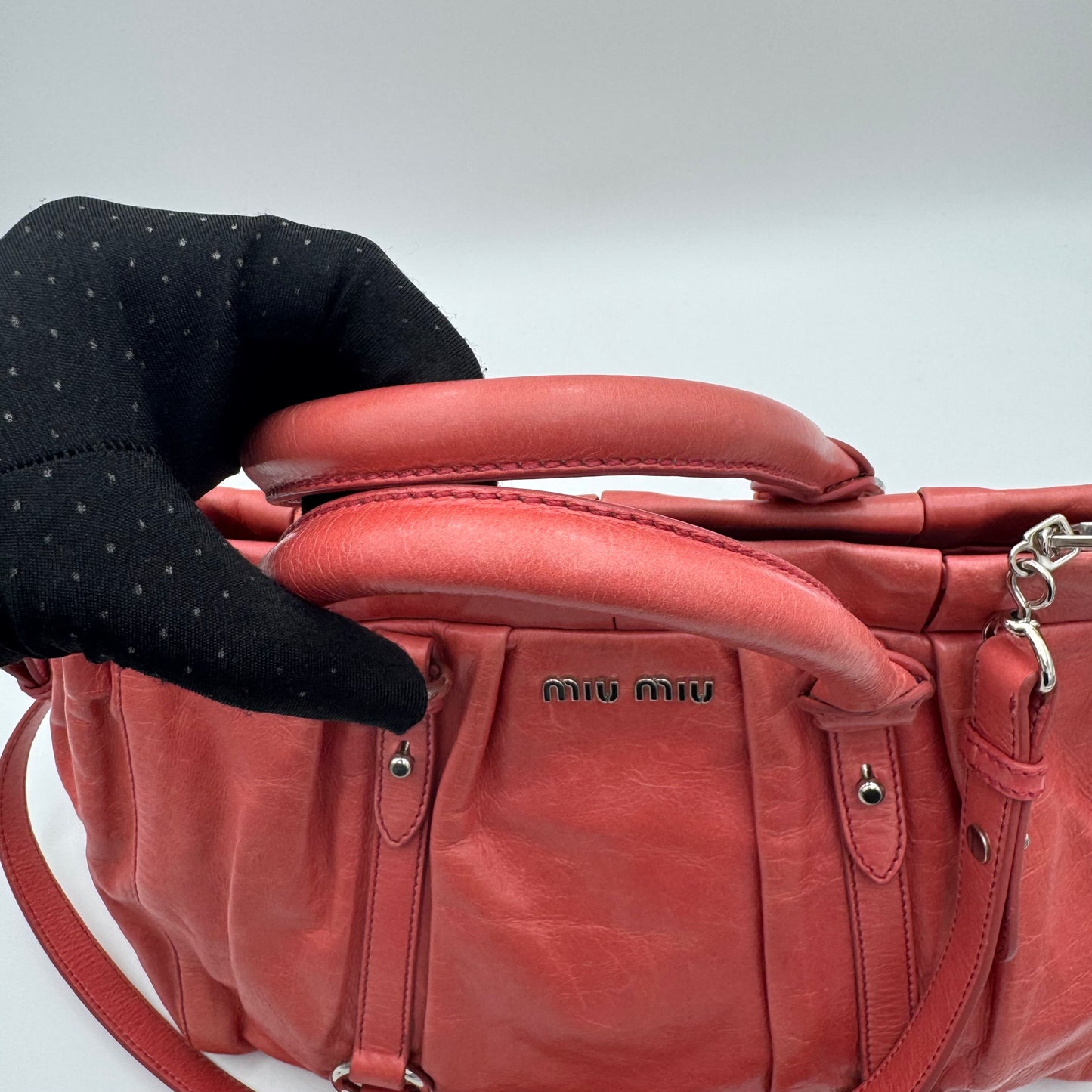 Miu Miu Rose Pink Vitello Lux Leather Satchel SHW