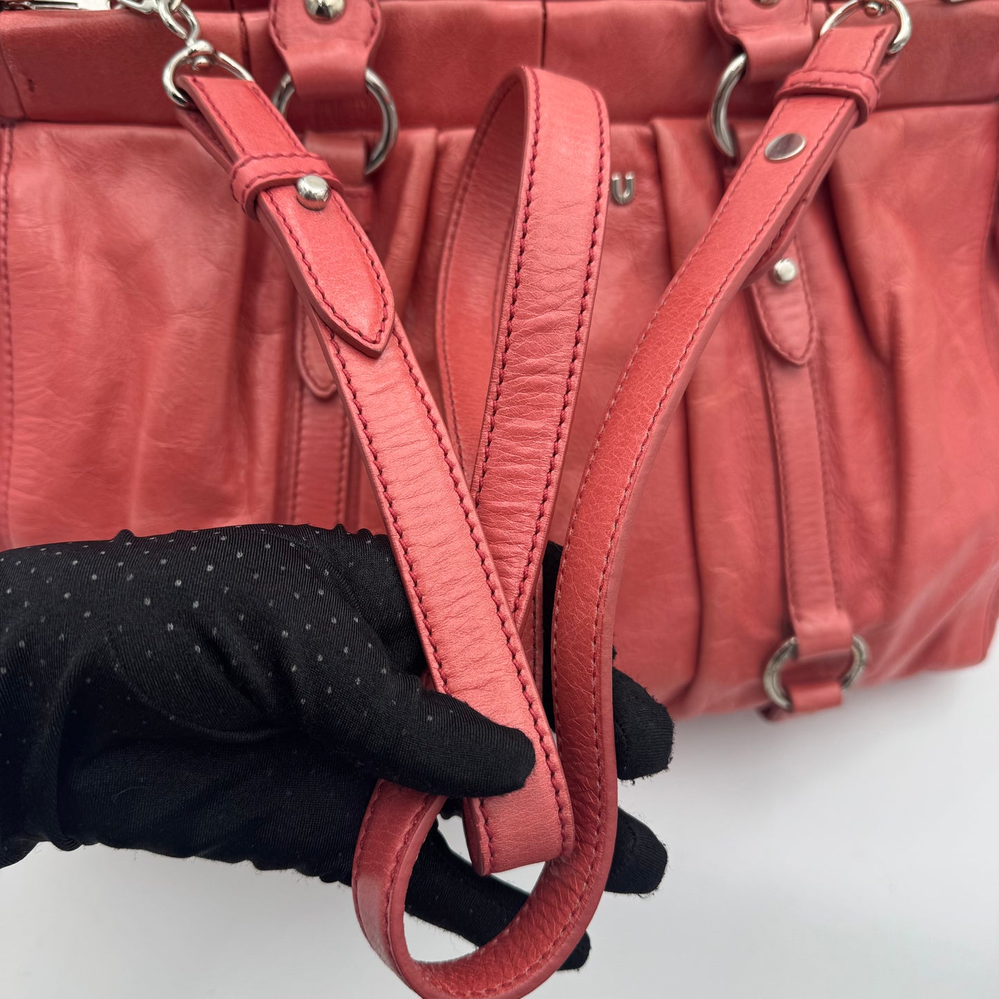 Miu Miu Rose Pink Vitello Lux Leather Satchel SHW