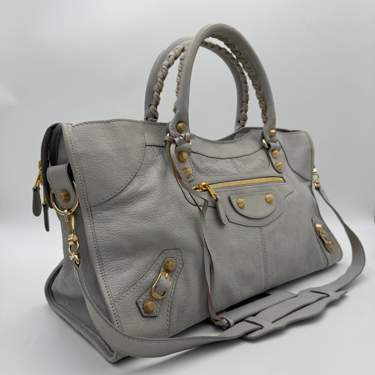 Balenciaga Light Gray Leather Giant 12 Part Time GHW