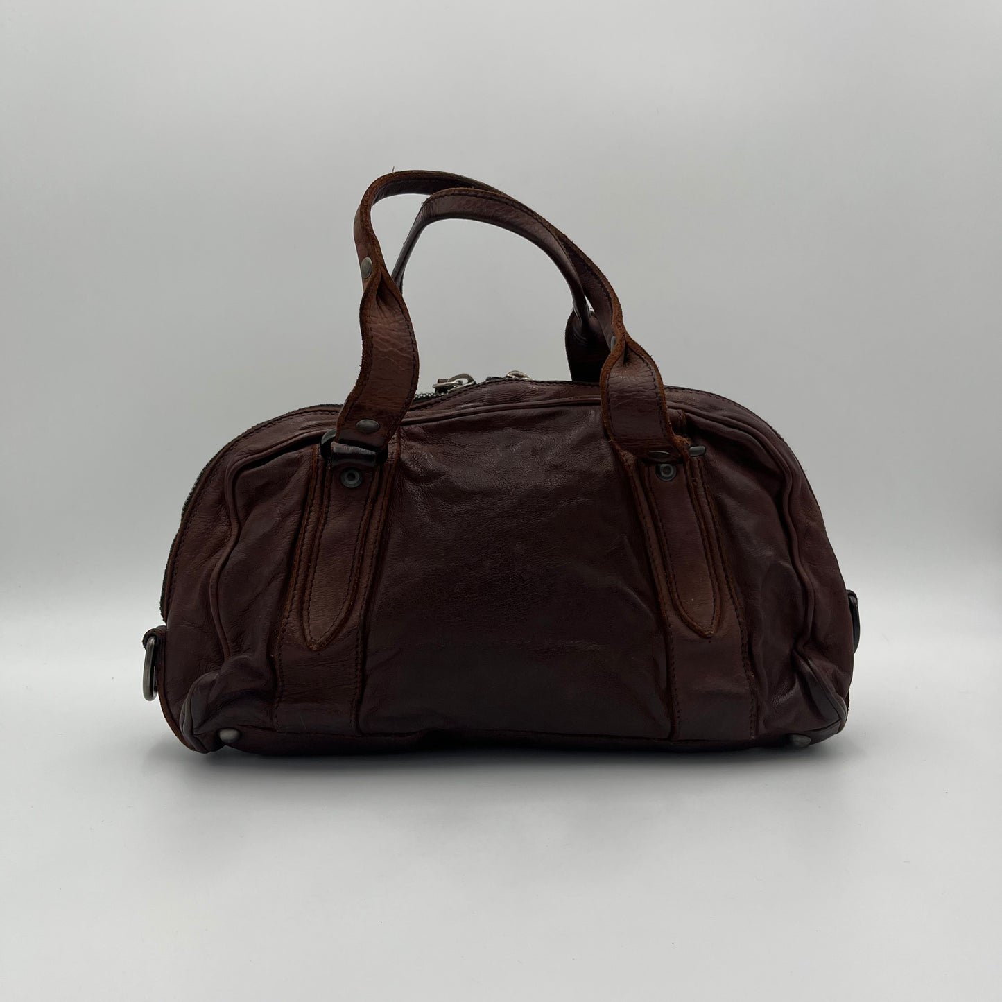 Miu Miu Brown Leather Studded Floral Applique Handbag