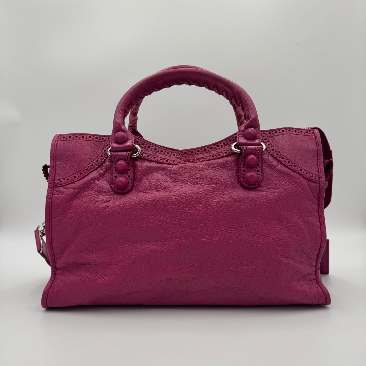 Balenciaga Magenta Pink Leather Giant Brogues City