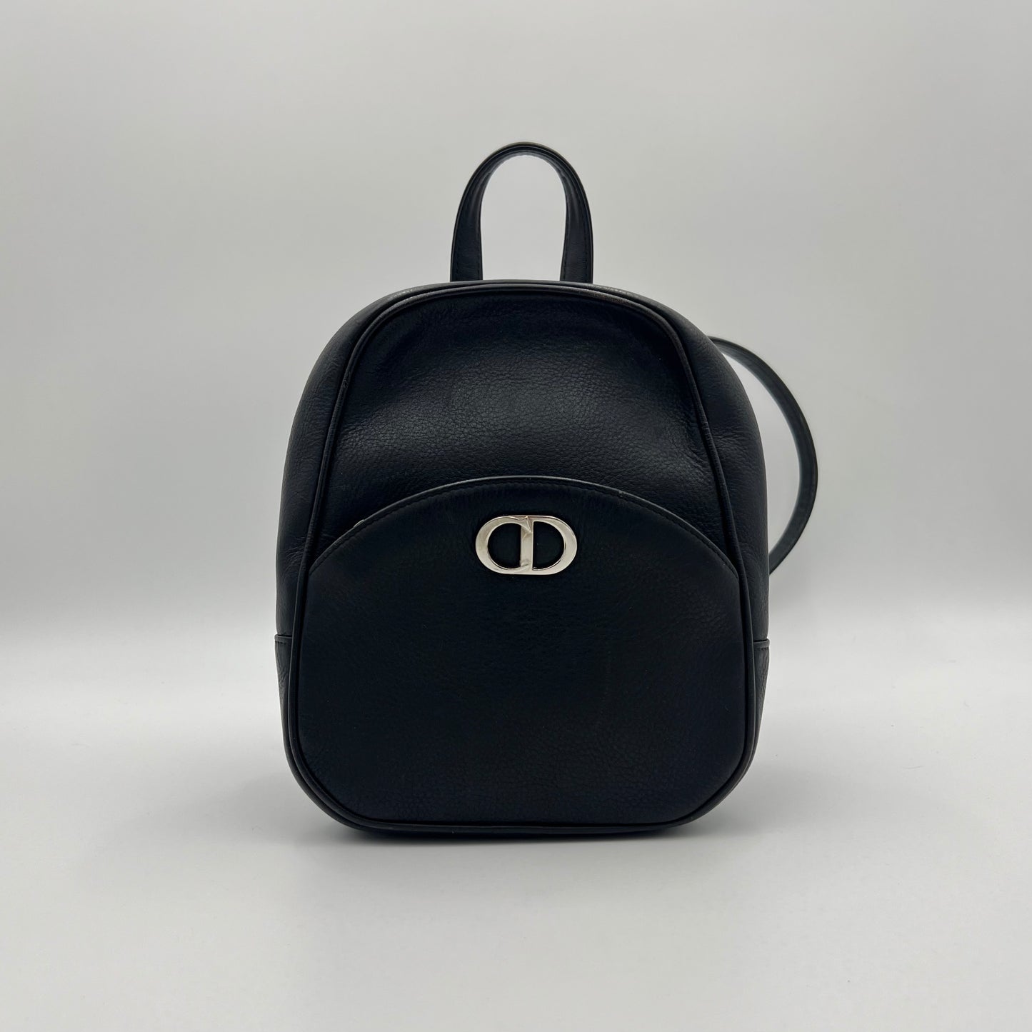 Christian Dior Black Leather Caro Backpack