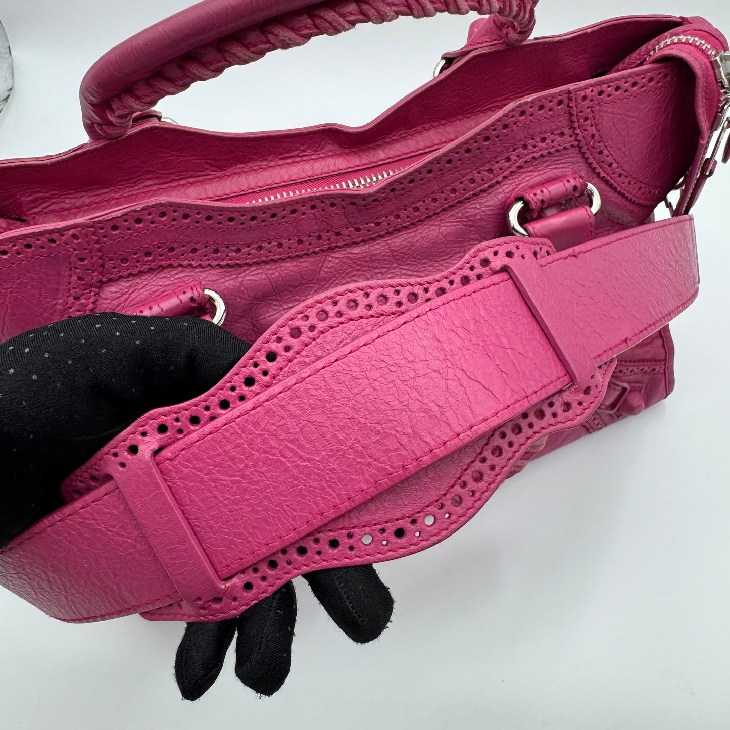 Balenciaga Magenta Pink Leather Giant Brogues City