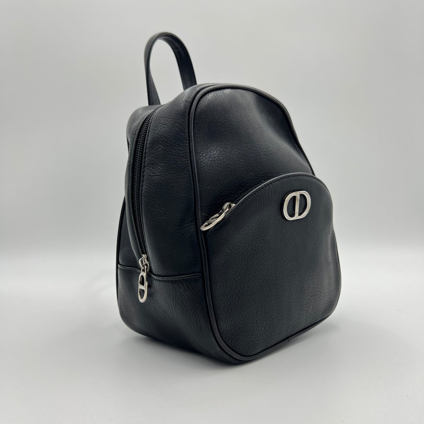 Christian Dior Black Leather Caro Backpack