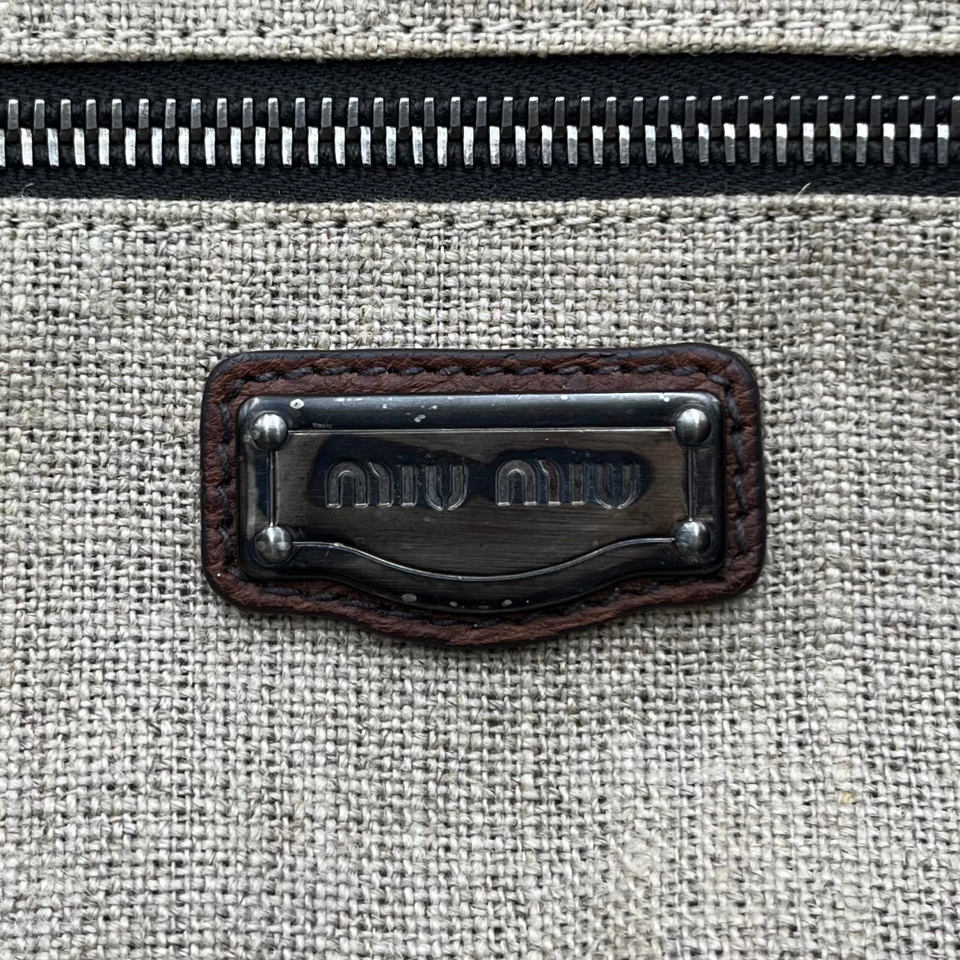 Miu Miu Brown Leather Studded Floral Applique Handbag