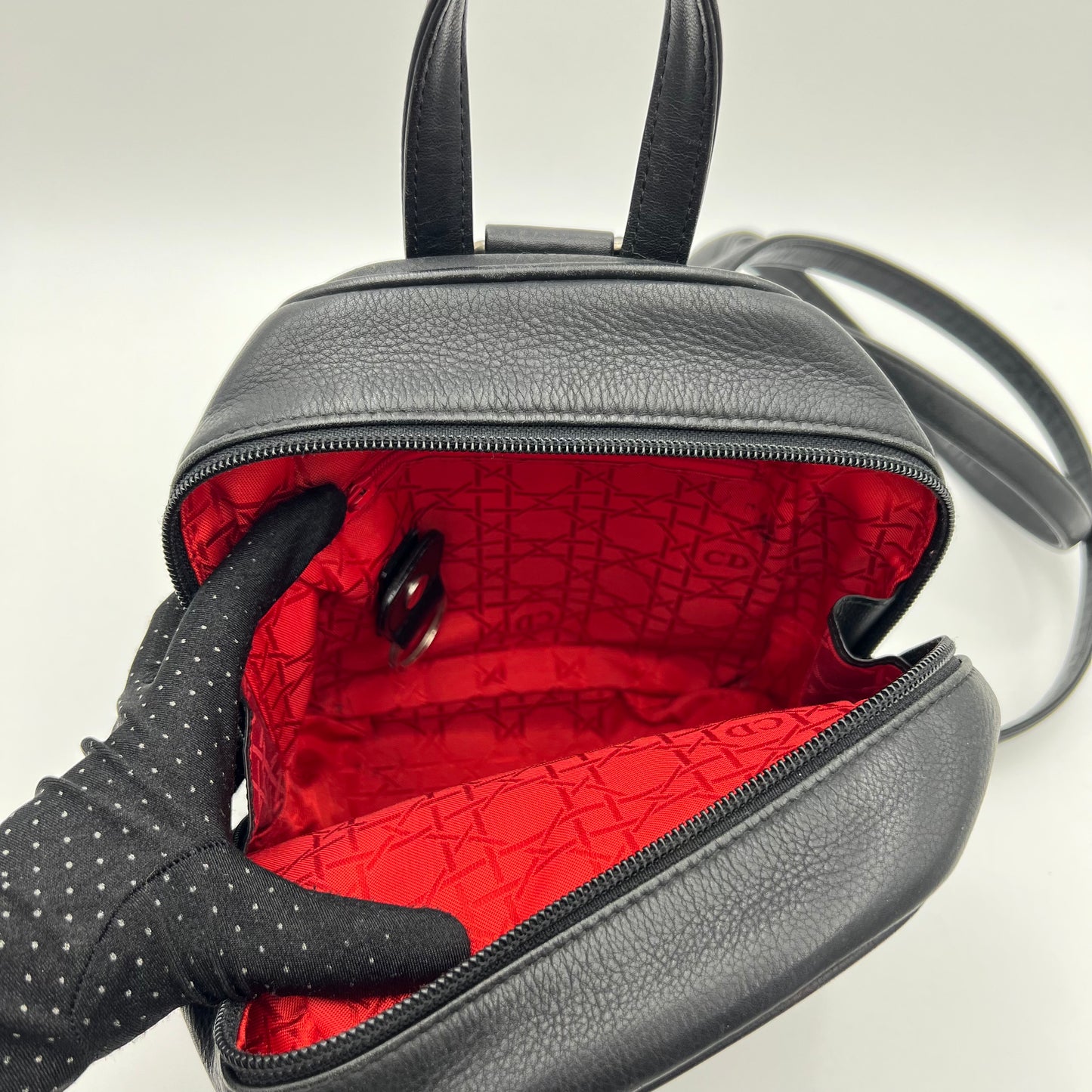 Christian Dior Black Leather Caro Backpack