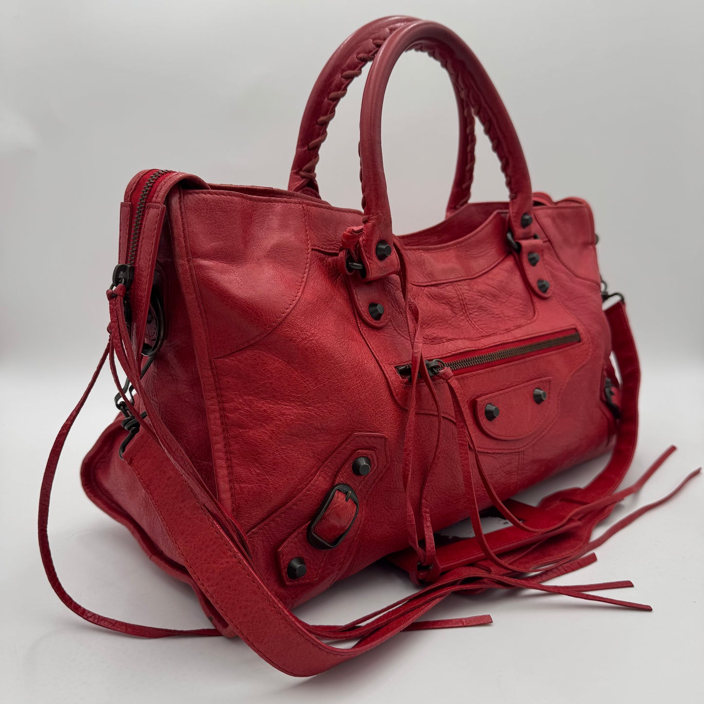 Balenciaga Red Leather Classic Part Time