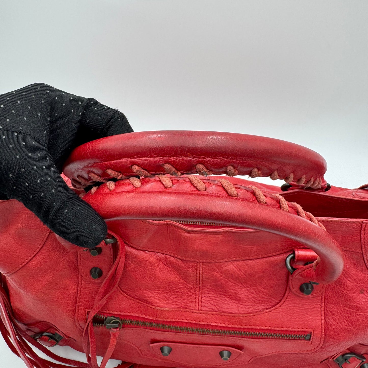 Balenciaga Red Leather Classic Part Time
