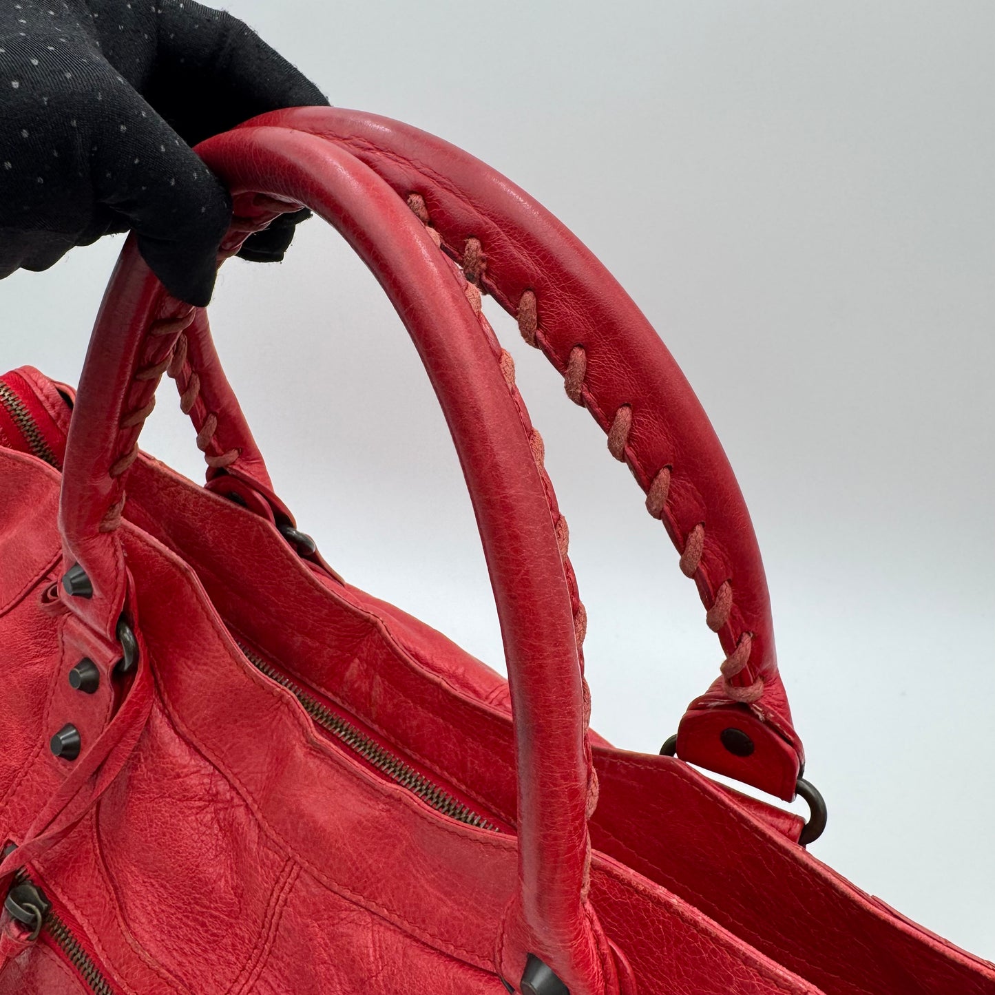 Balenciaga Red Leather Classic Part Time